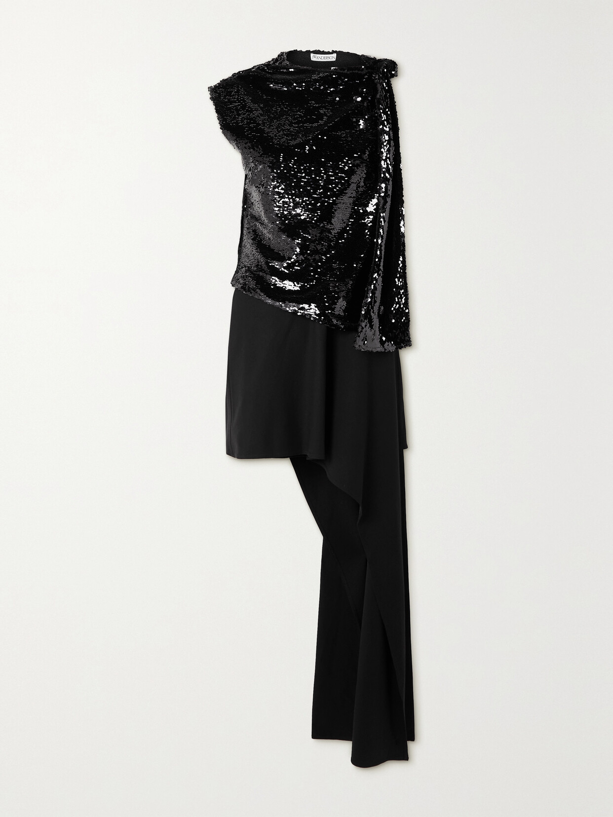 Jw Anderson Asymmetric Sequinned Mini Dress In Black