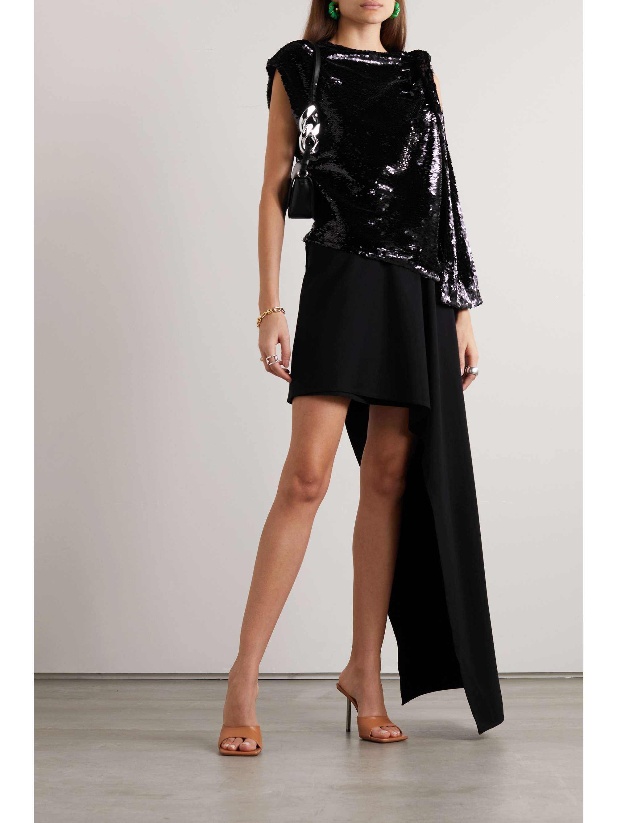 JW ANDERSON Asymmetric sequin-embellished jersey mini dress