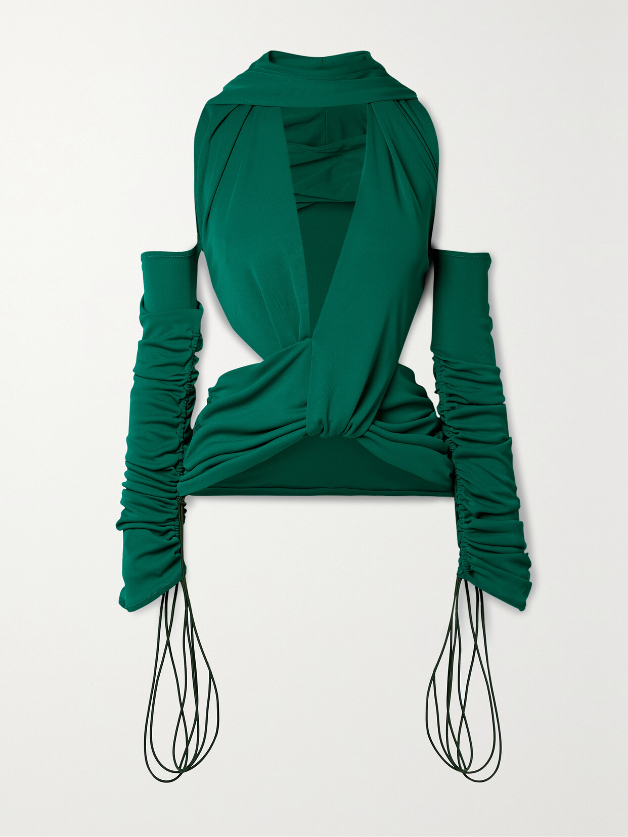 Shop Maximilian Davis Donna Cutout Draped Stretch-jersey Top In Green