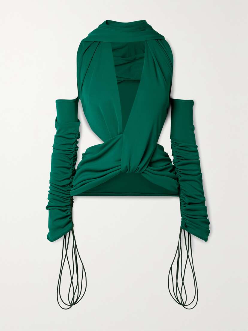 MAXIMILIAN Donna Cutout Draped Stretch-jersey Top - UK 12