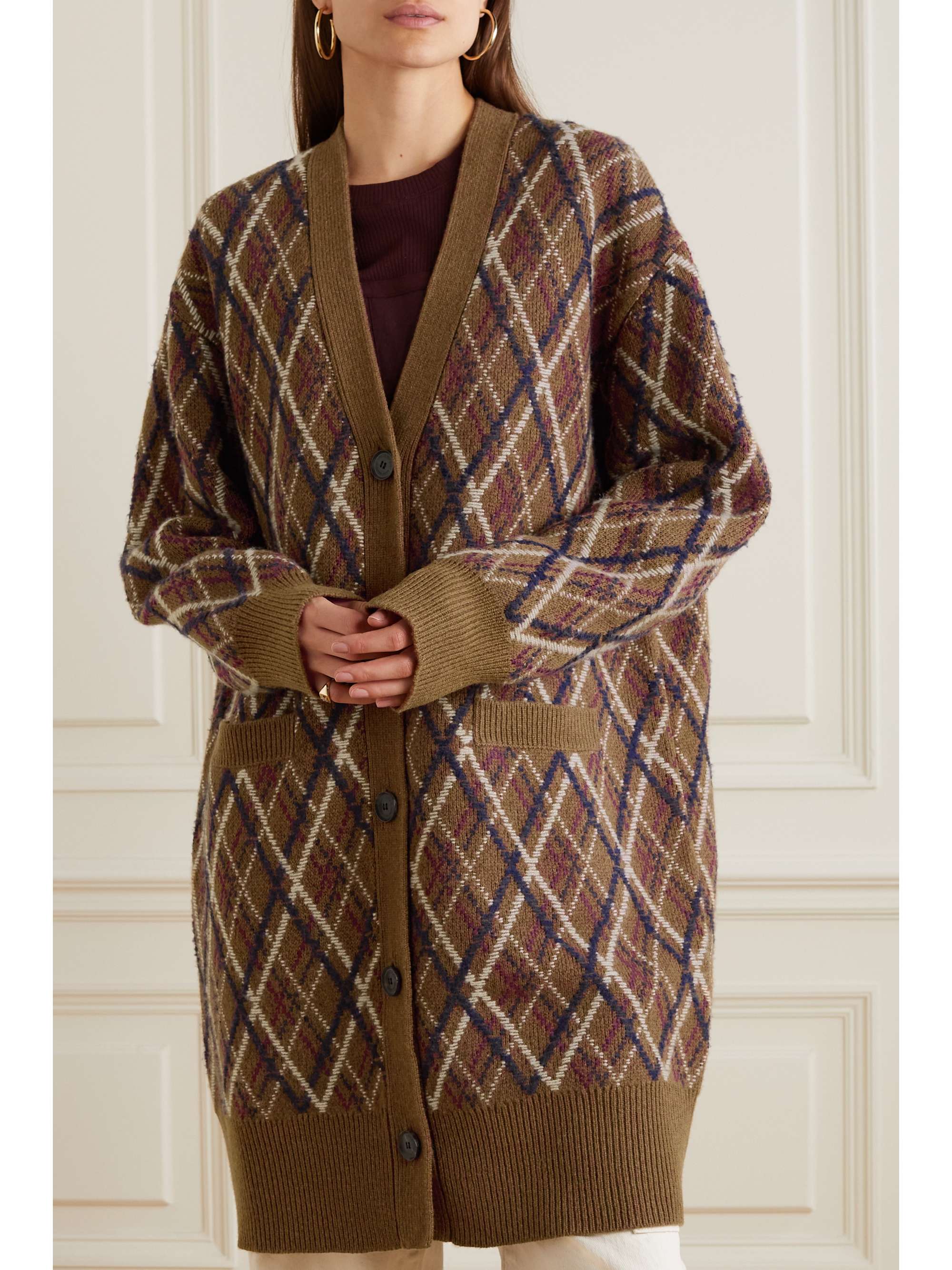 NILI LOTAN Cato argyle wool and cashmere-blend cardigan