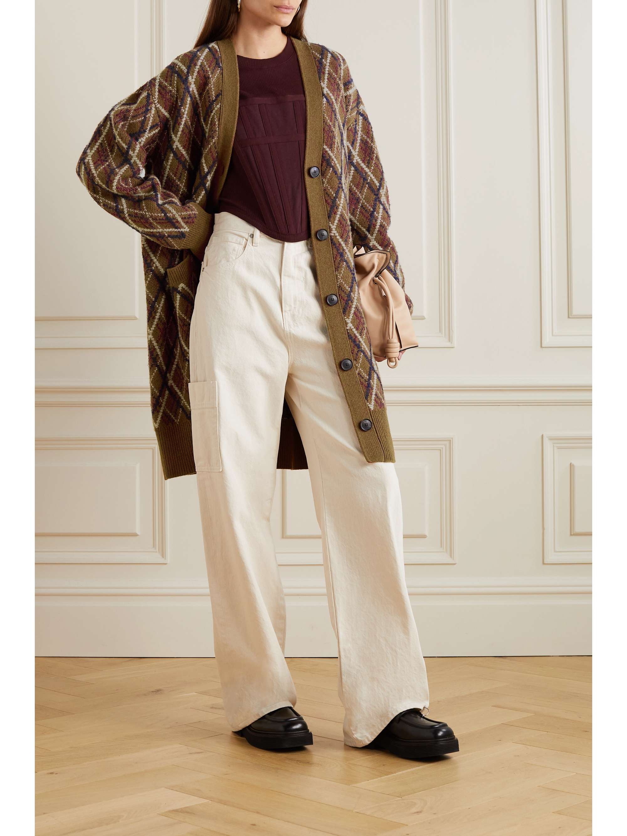 Cato argyle wool and cashmere blend cardigan