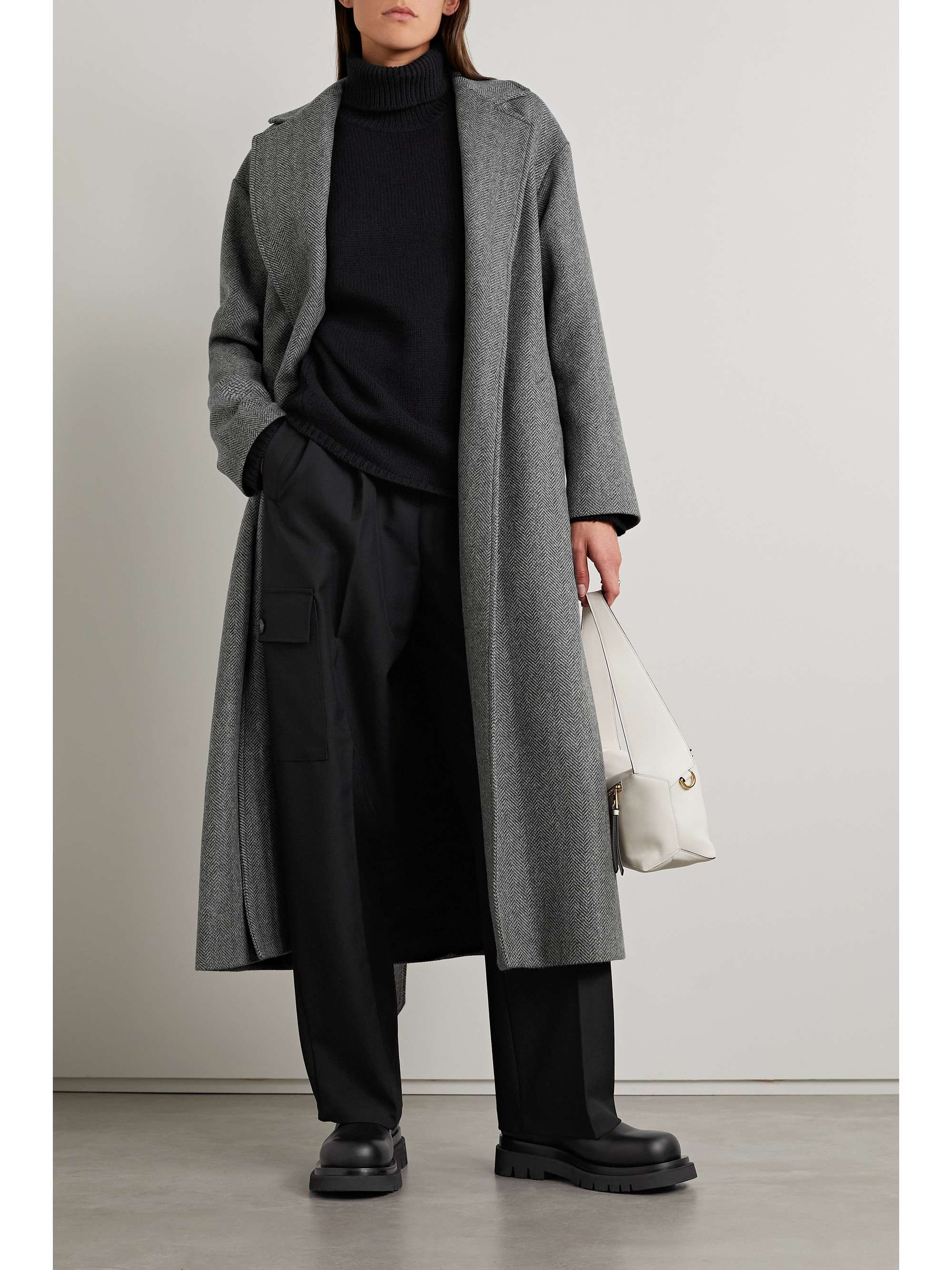 NILI LOTAN Clemence belted herringbone wool coat | NET-A-PORTER