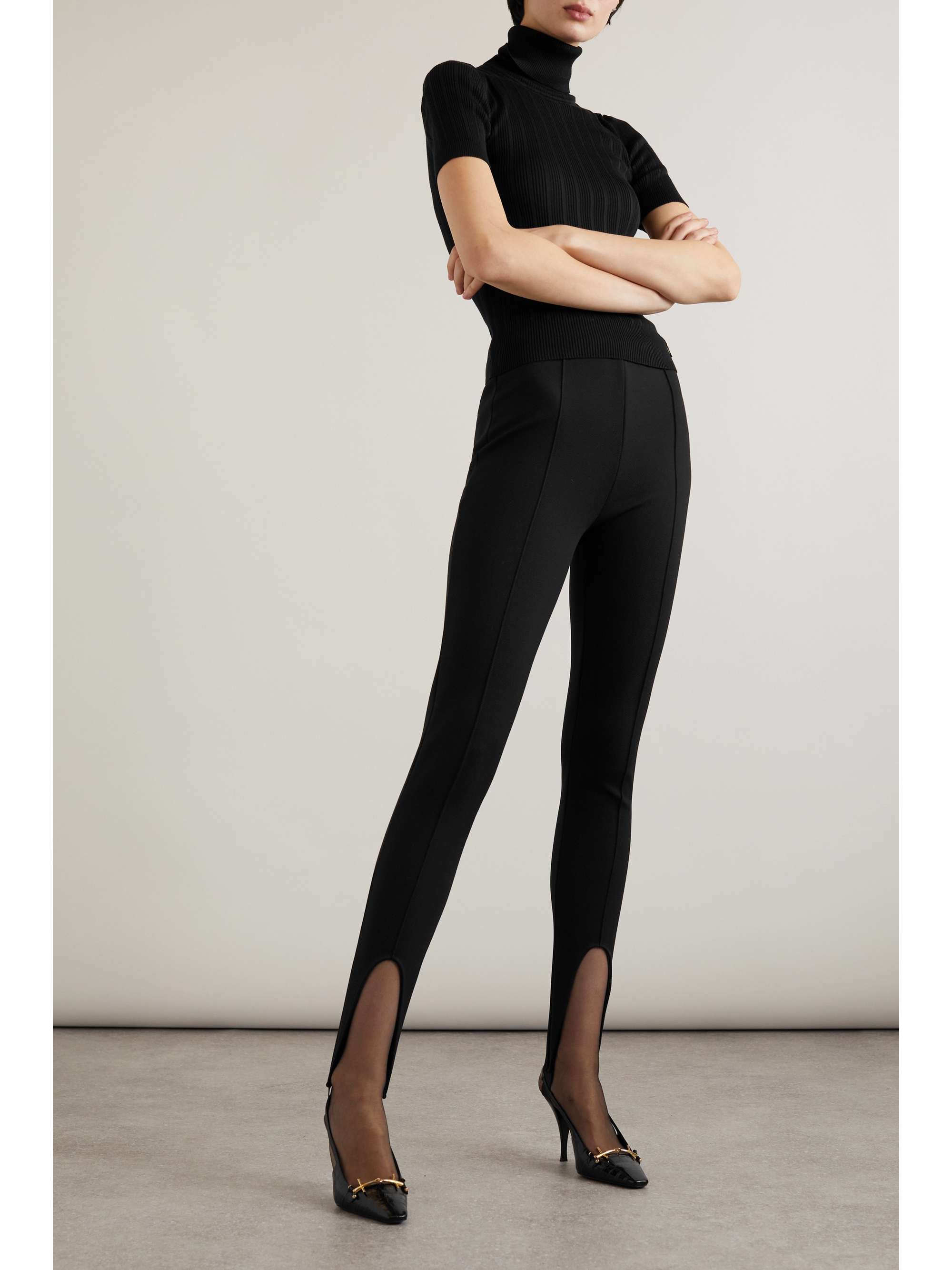 SAINT LAURENT Stretch-jersey stirrup leggings | NET-A-PORTER