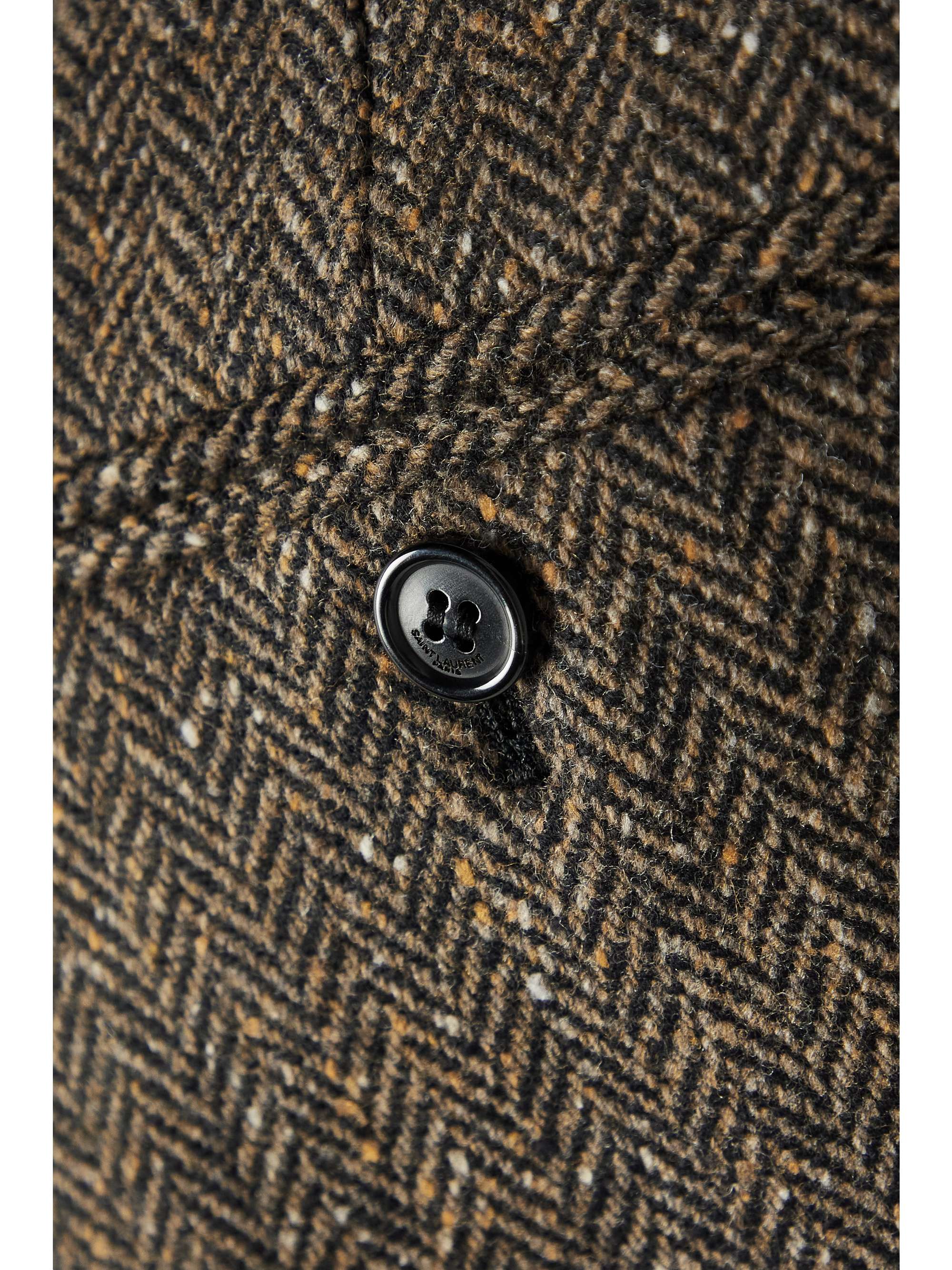 SAINT LAURENT Schlaghose aus Woll-Tweed mit Fischgratmuster und Falten