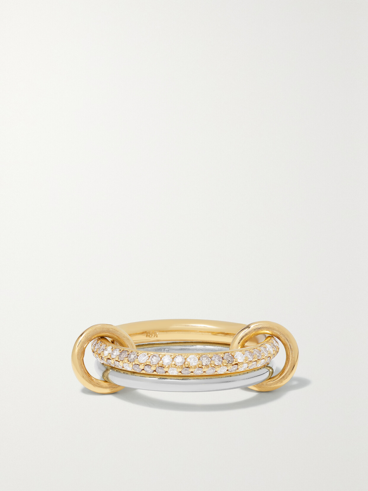 Spinelli Kilcollin Virgo Petite Set Of Two Sterling Silver And 18-karat Gold Diamond Rings - 7