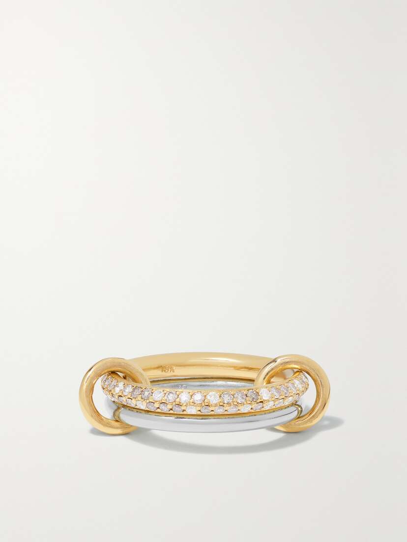 Spinelli Kilcollin Virgo Petite Set Of Two Sterling Silver And 18-karat Gold Diamond Rings