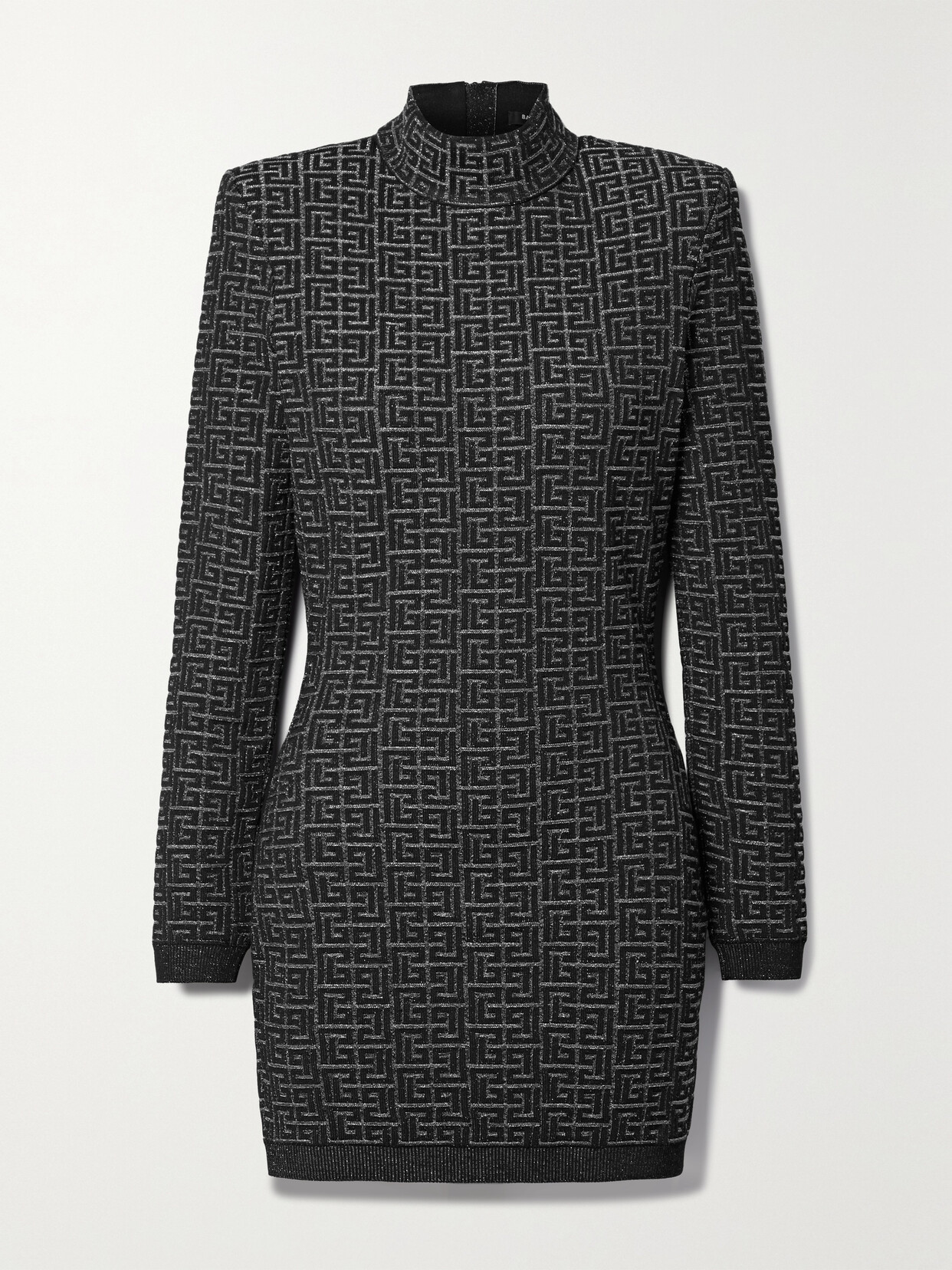 Balmain Metallic Jacquard-knit Mini Dress - Black