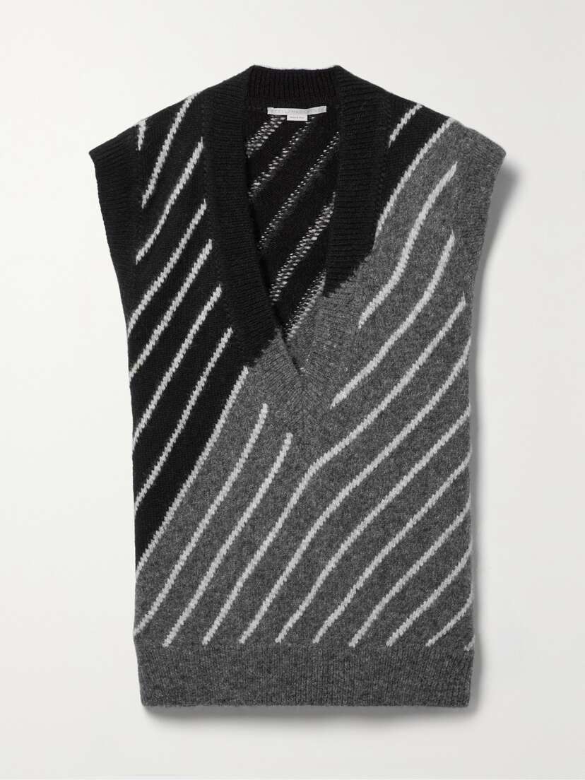 Stella McCartney Oversized Striped Jacquard-knit Alpaca-blend Vest
