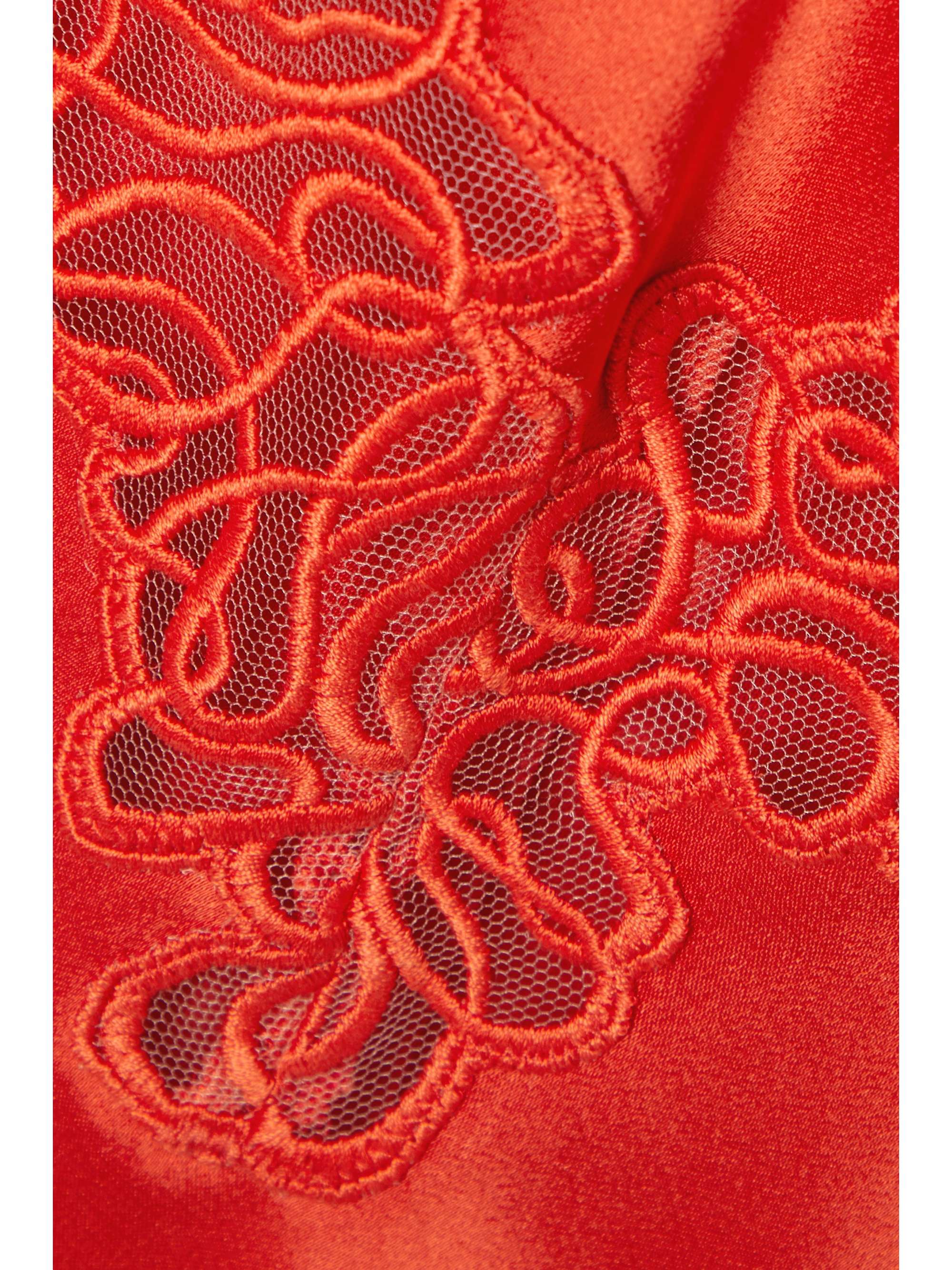 STELLA MCCARTNEY Embroidered tulle-trimmed satin skirt