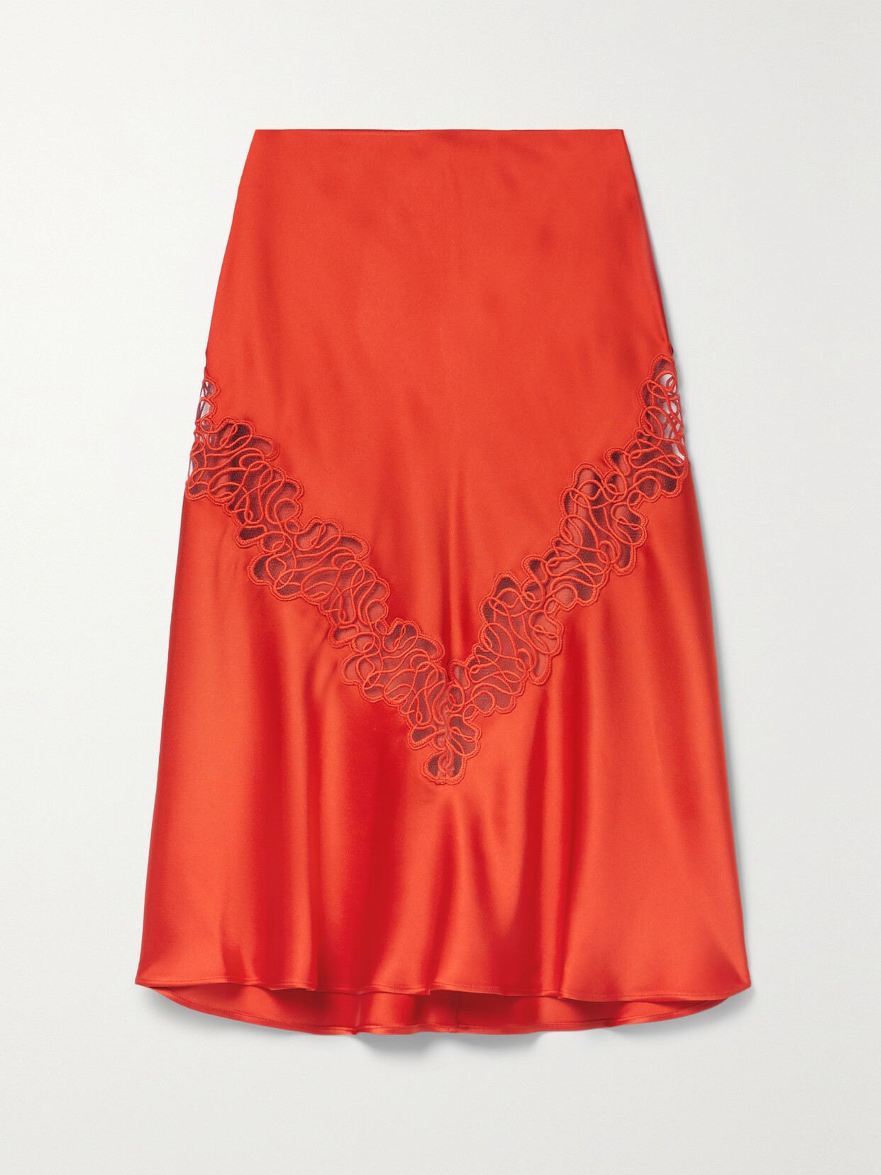 ワンピース STELLA MCCARTNEY Women Mid Skirts 604238 SSA027501 Orange Stella Mccartney Main Lace-embroidered Satin Midi Skirt In