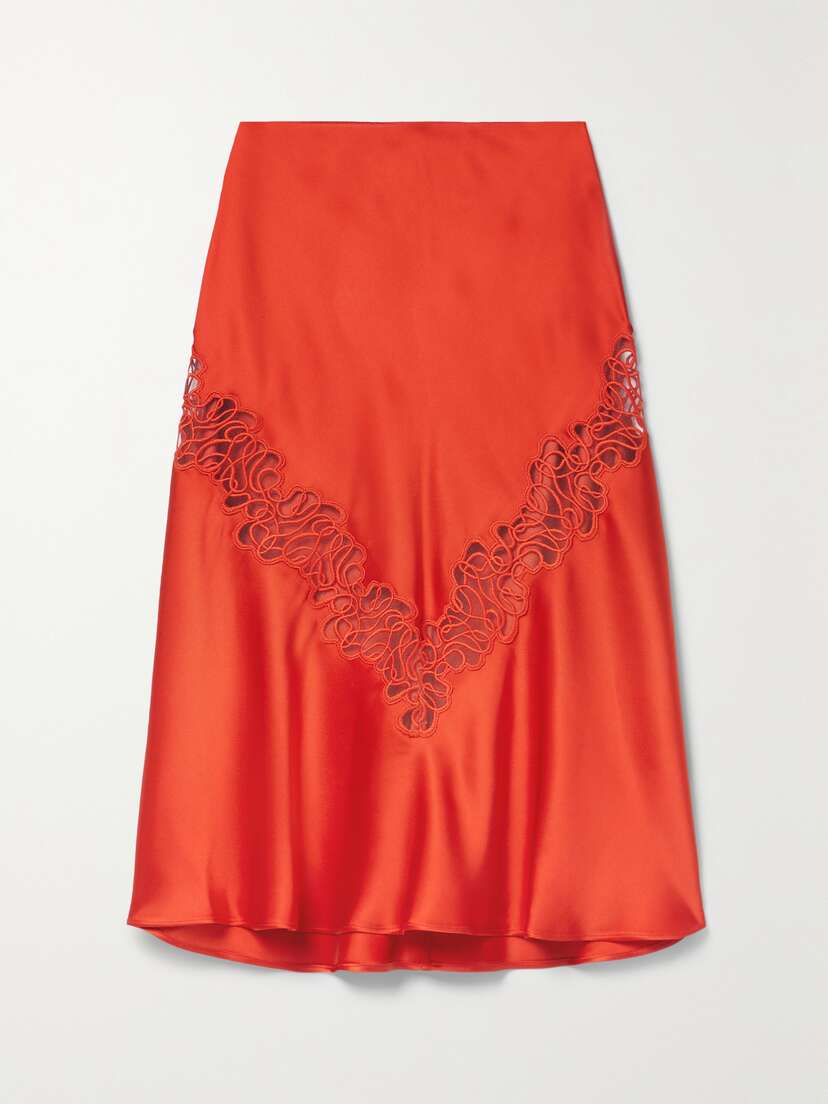 Stella McCartney Embroidered Tulle-trimmed Satin Skirt