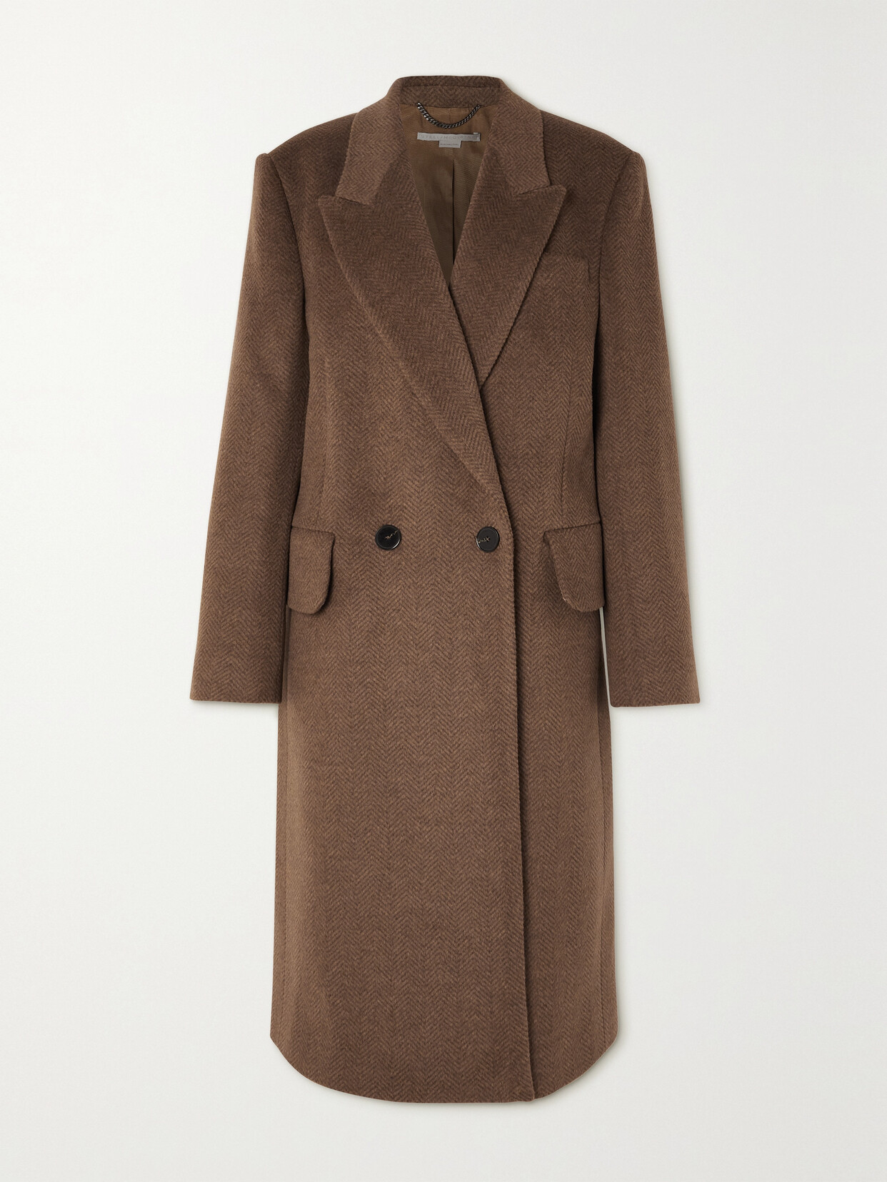 Stella McCartney - Double-breasted Herringbone Wool Coat - Brown 22 Awaiting product image