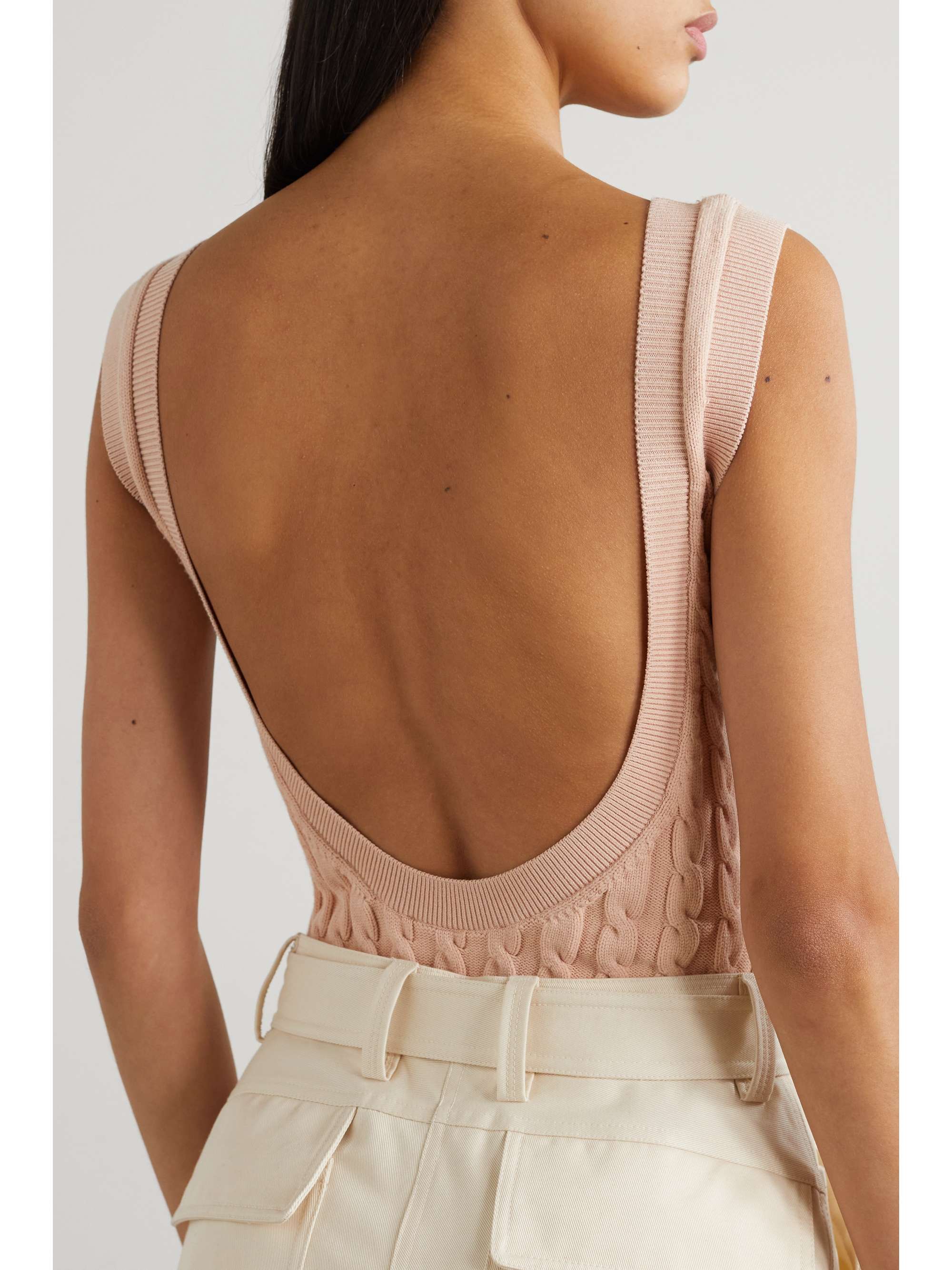 SIMONE ROCHA Rückenfreier Body mit Zopfstrickmuster und Verzierungen