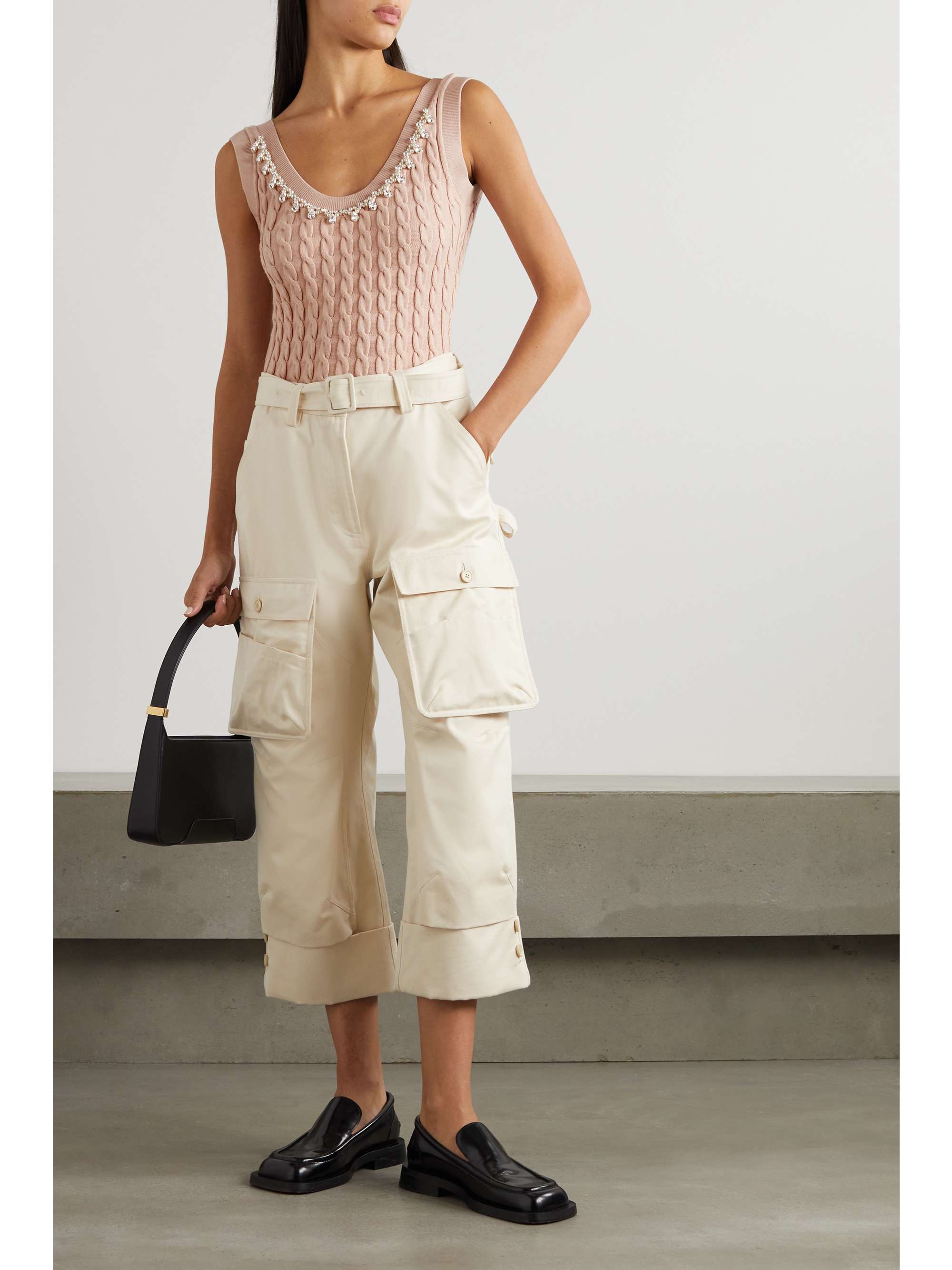 SIMONE ROCHA Rückenfreier Body mit Zopfstrickmuster und Verzierungen