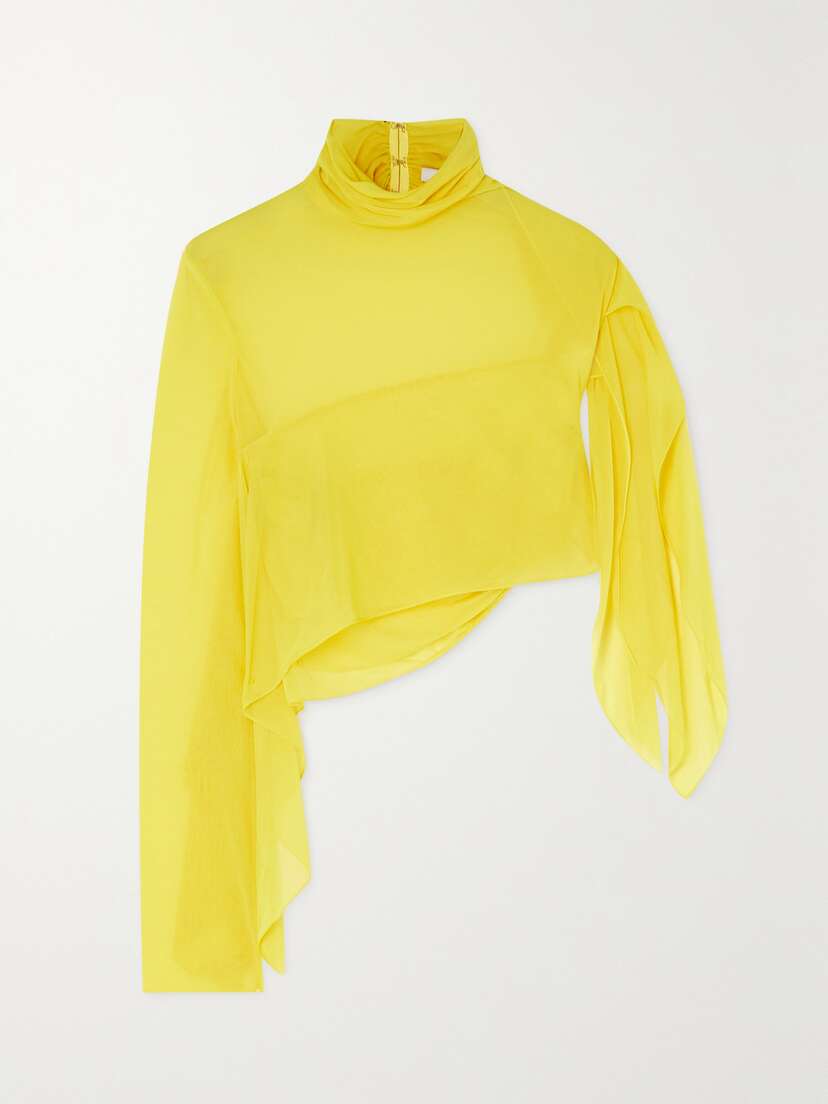 SUPRIYA LELE Cropped One-sleeve Gathered Georgette Top