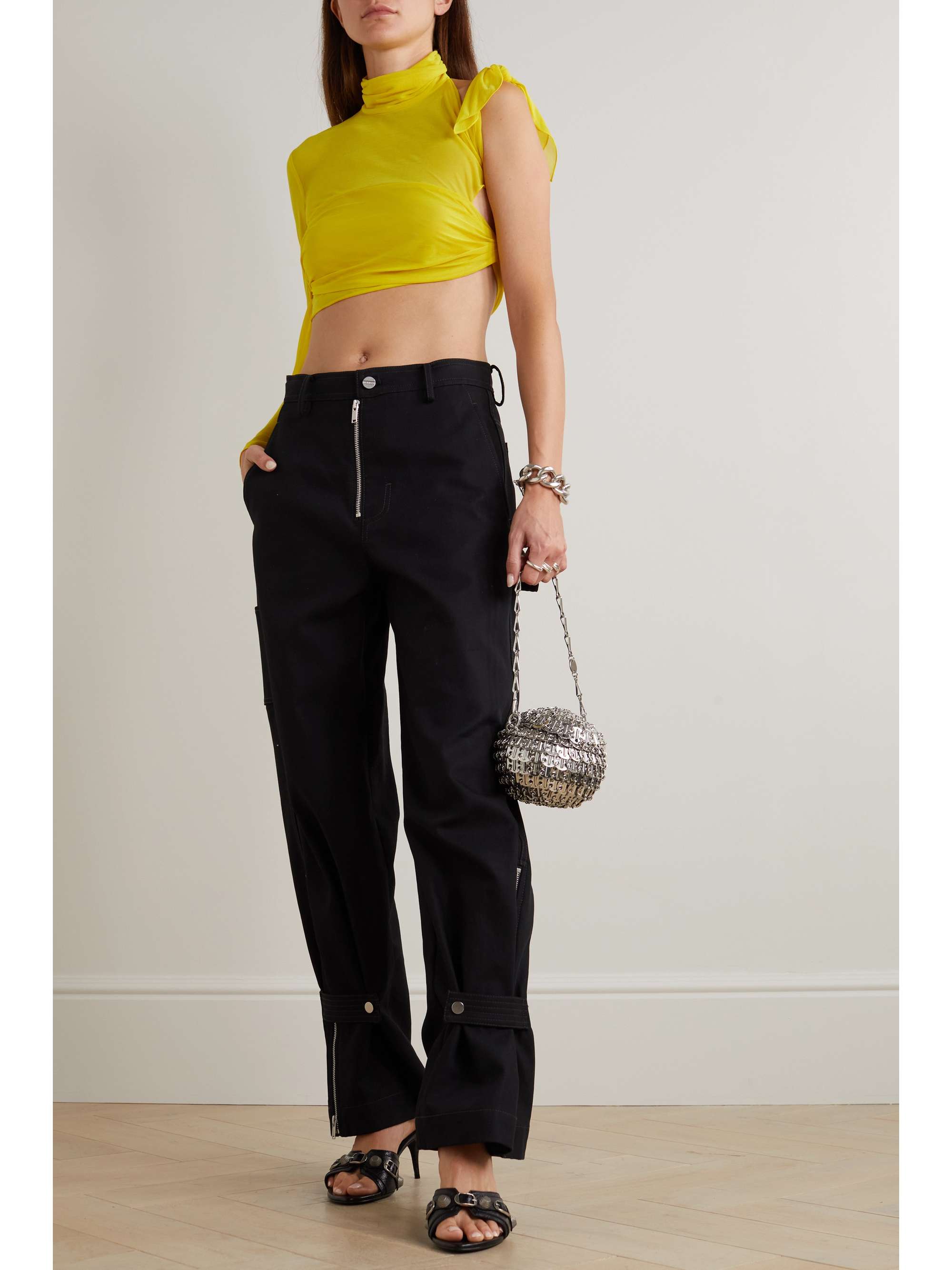 SUPRIYA LELE Cropped one-sleeve gathered georgette top