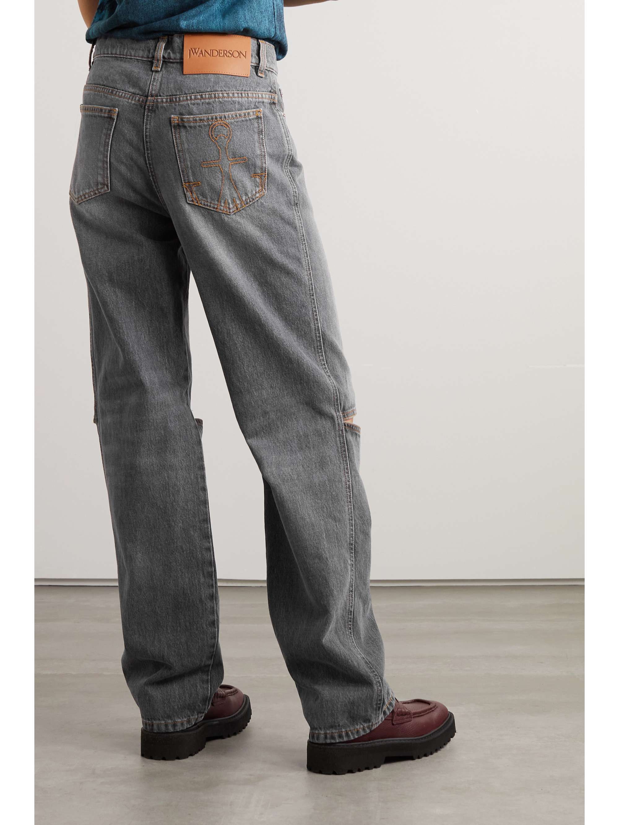 JW ANDERSON Jeans a gamba dritta e vita alta cut-out