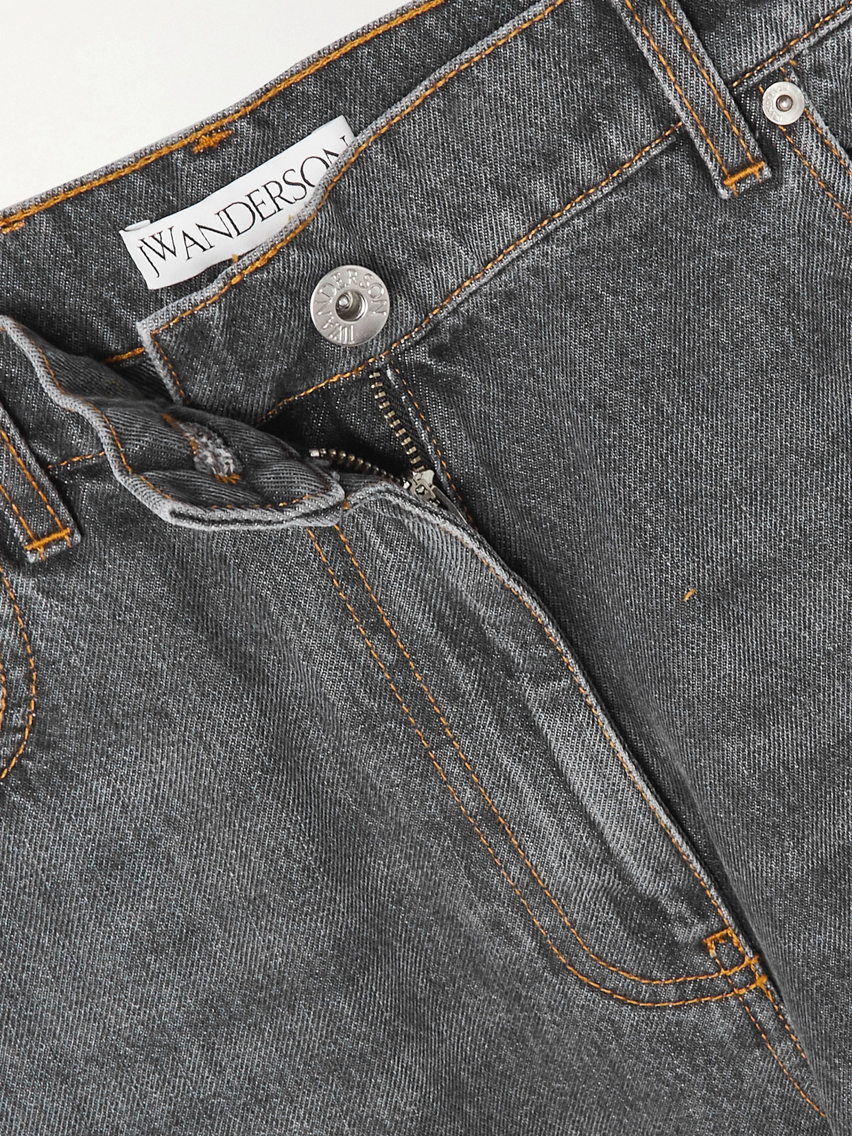 Jw Anderson Cutout High-rise Straight-leg Jeans In Gray