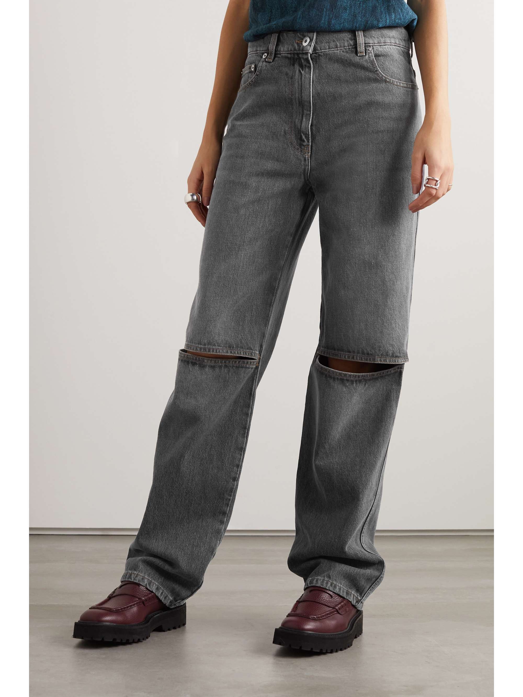 JW ANDERSON Jeans a gamba dritta e vita alta cut-out