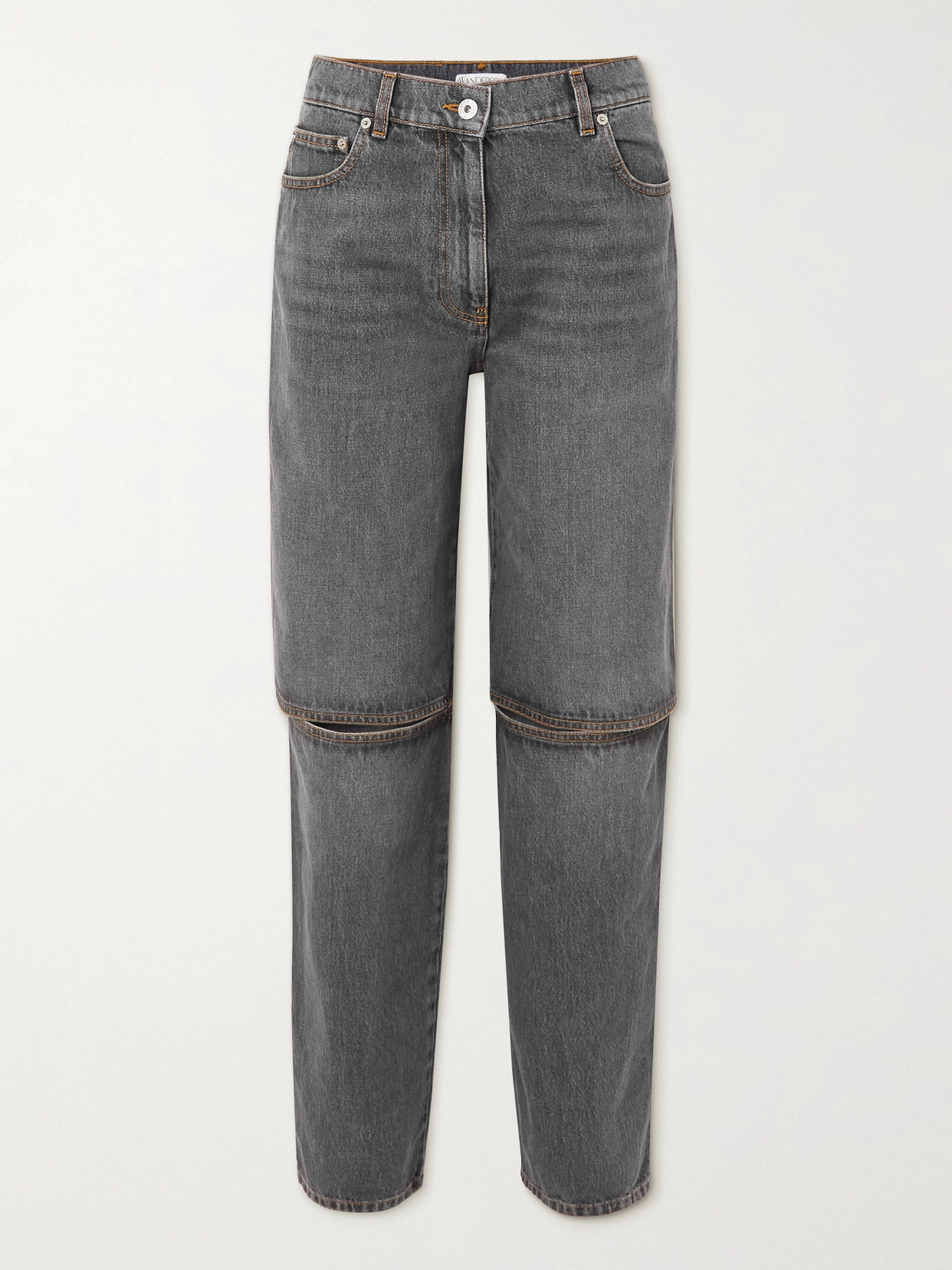 Jw Anderson Cutout High-rise Straight-leg Jeans In Gray