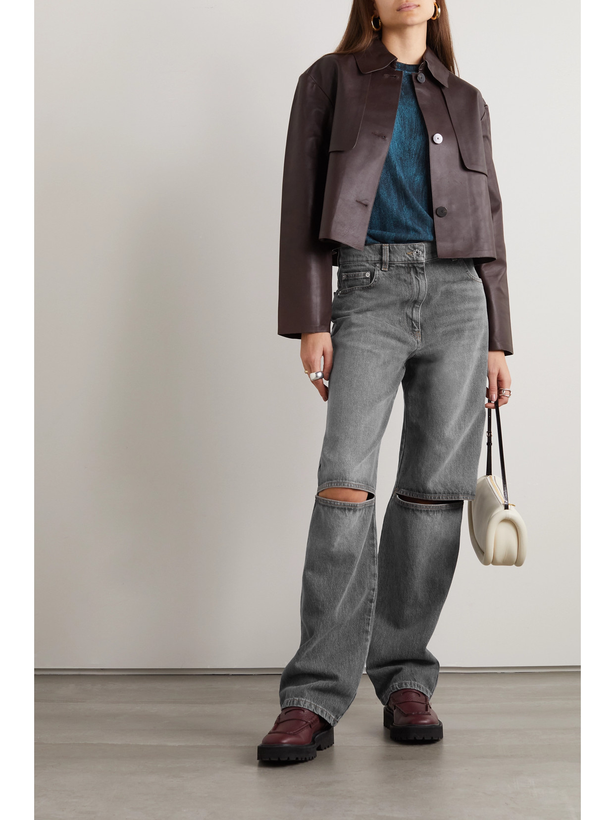 Jw Anderson Cutout High-rise Straight-leg Jeans In Gray