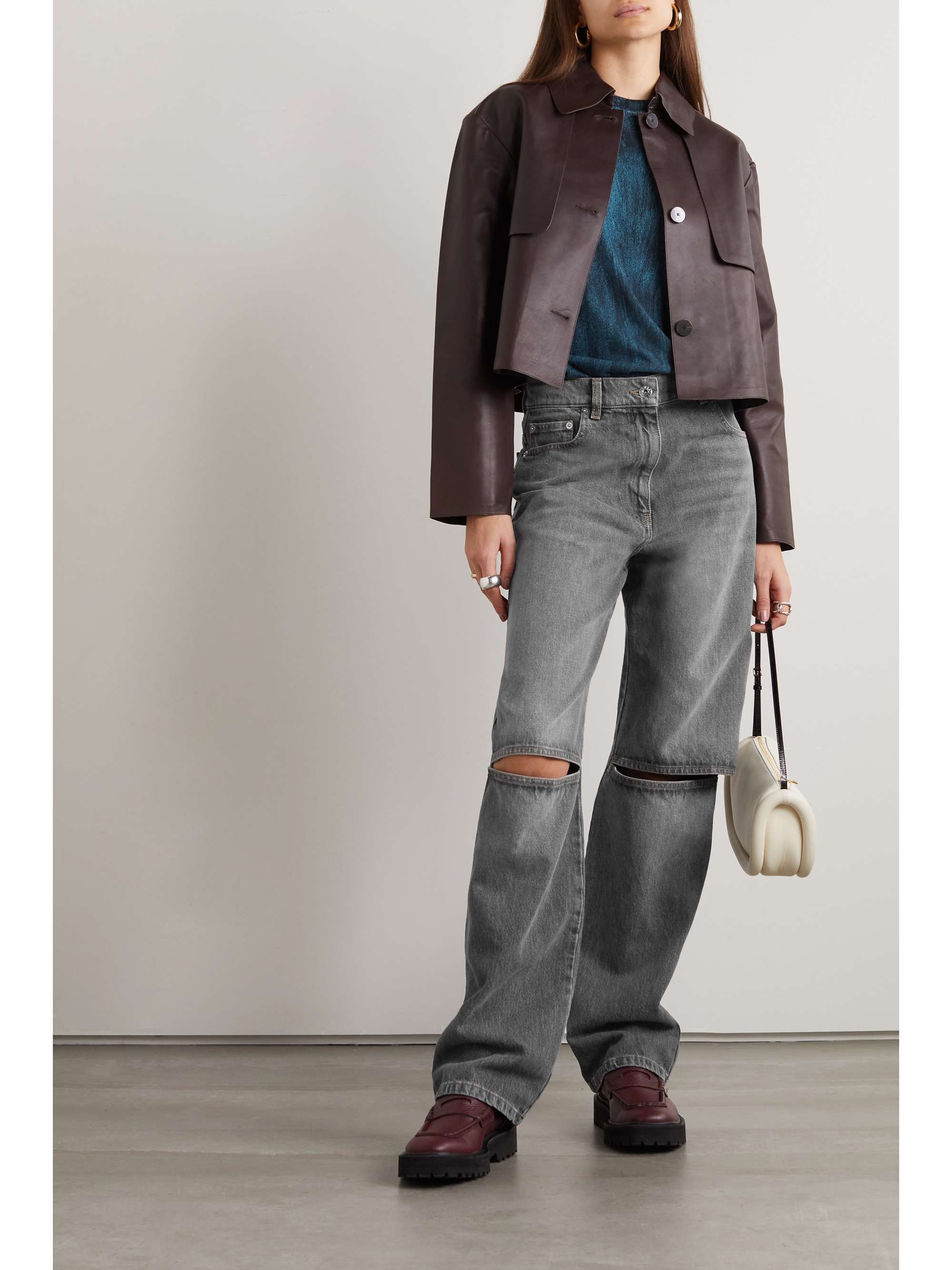 JW ANDERSON Jeans a gamba dritta e vita alta cut-out