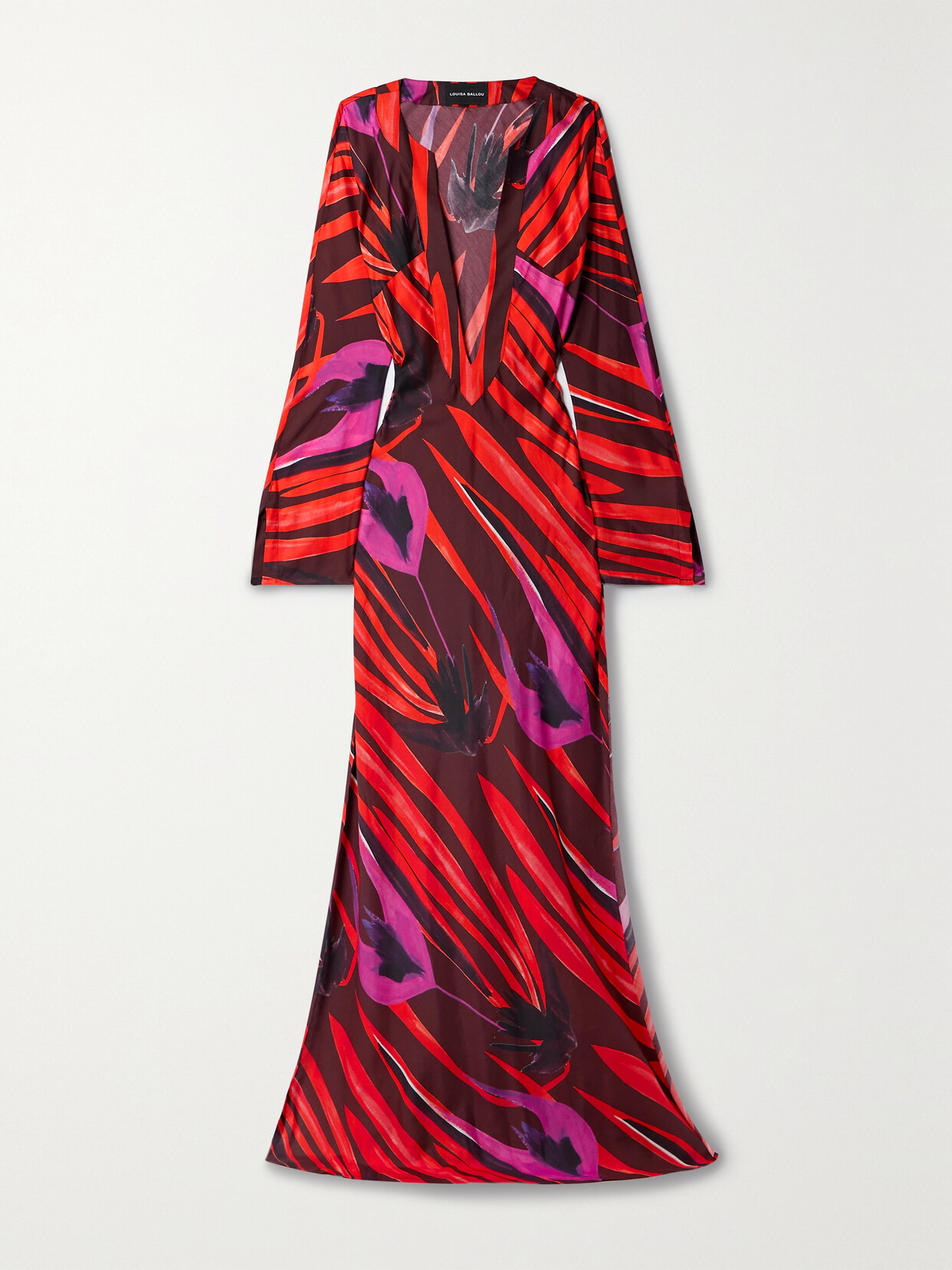 Louisa Ballou Printed Cotton And Silk-blend Crepe De Chine Kaftan In Red