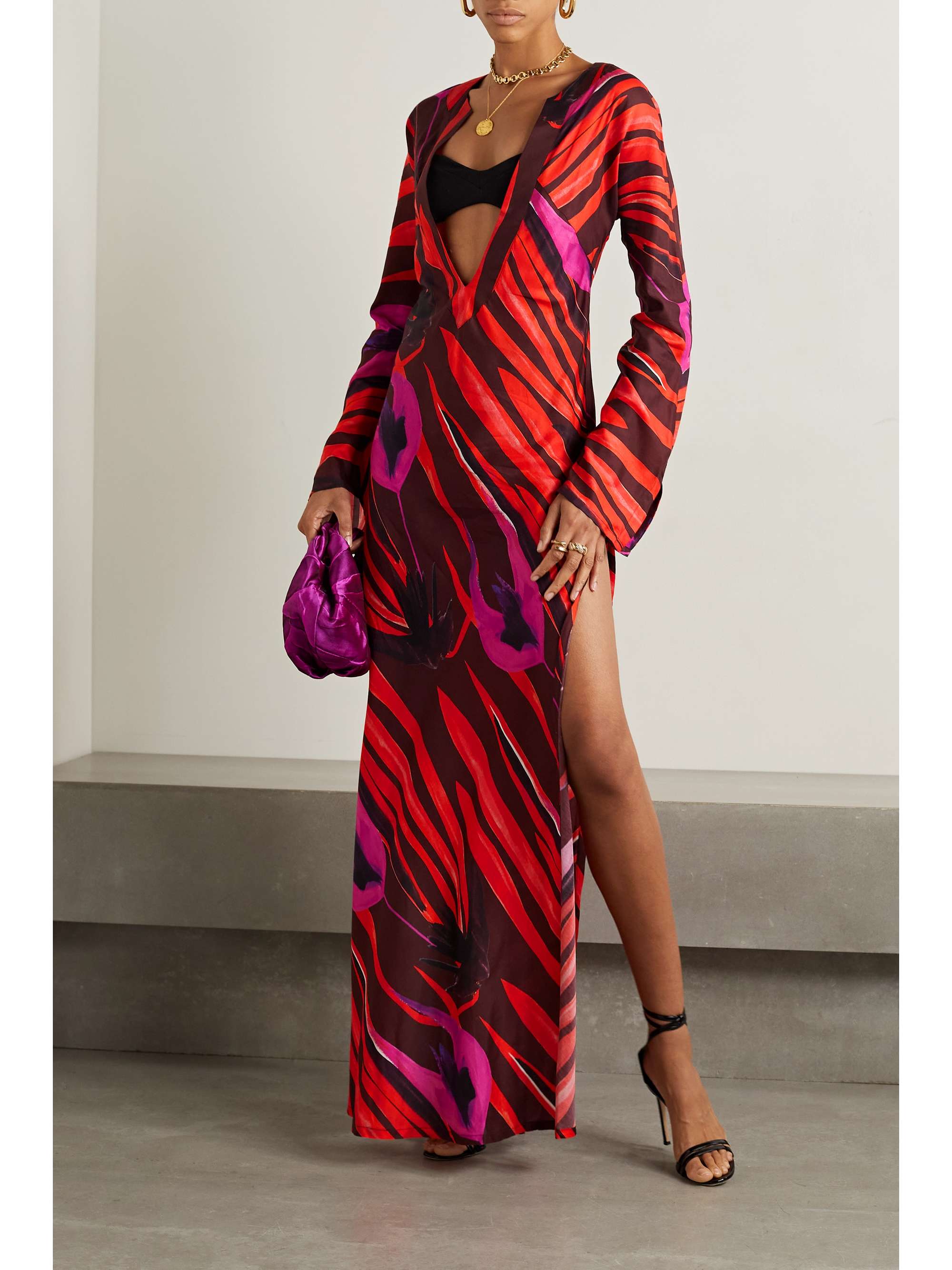 LOUISA BALLOU Silk crepe de chine kaftan
