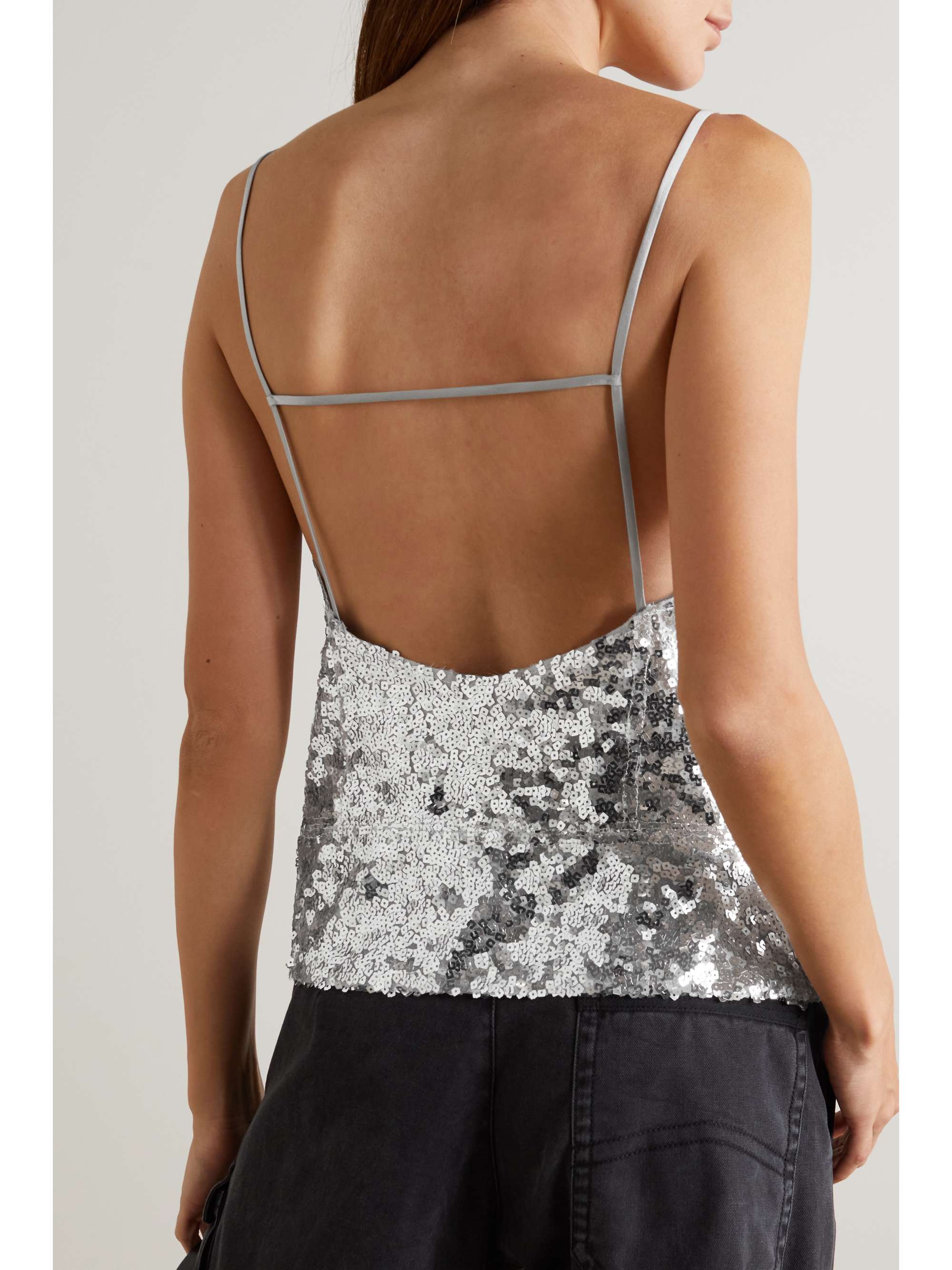 COMMISSION Stella cutout sequined satin camisole