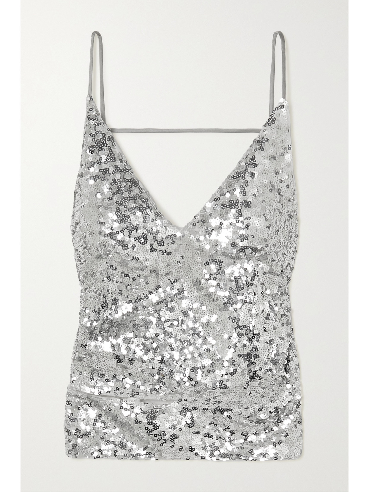 COMMISSION STELLA CUTOUT SEQUINED SATIN CAMISOLE