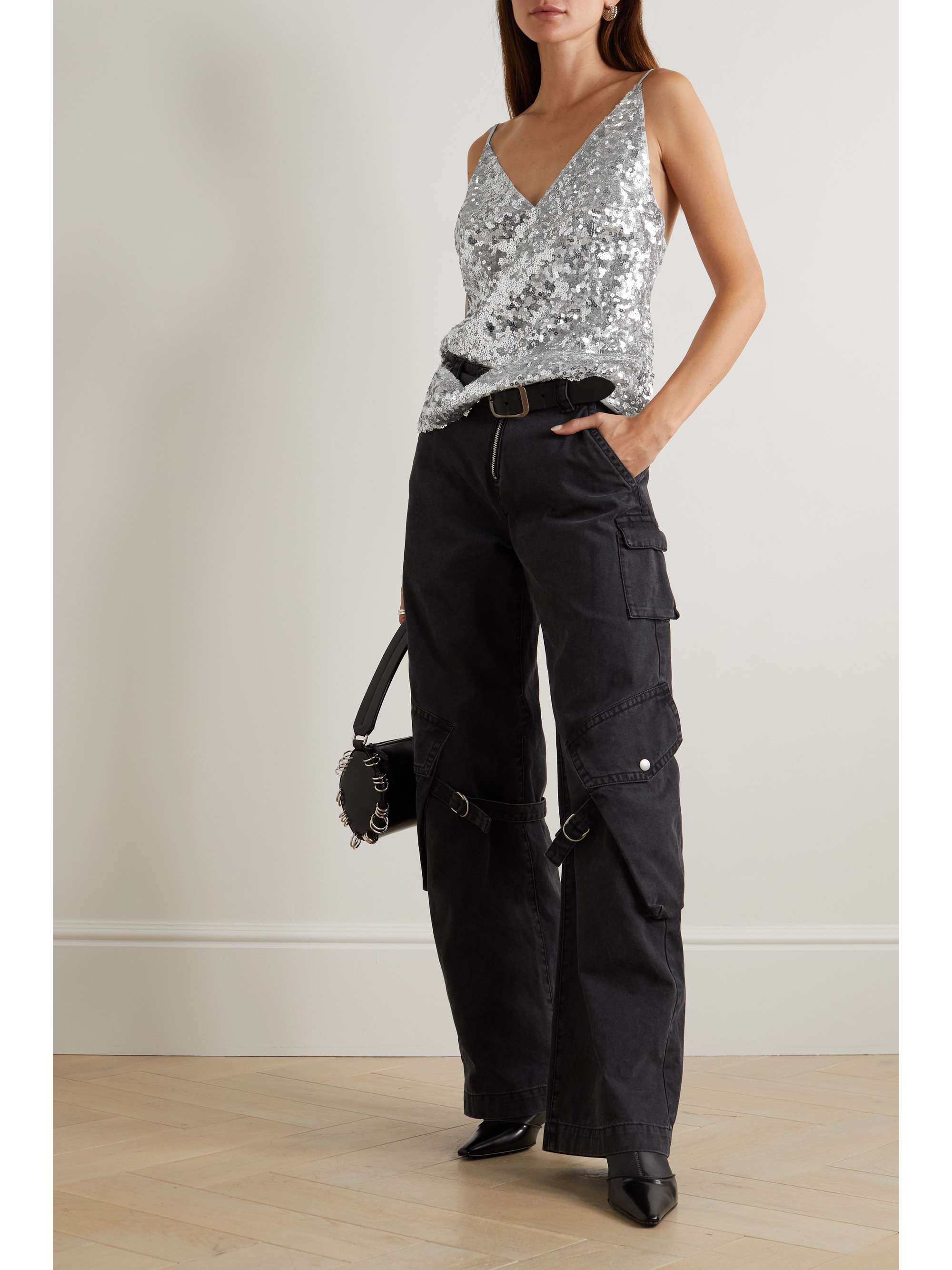 COMMISSION Stella cutout sequined satin camisole