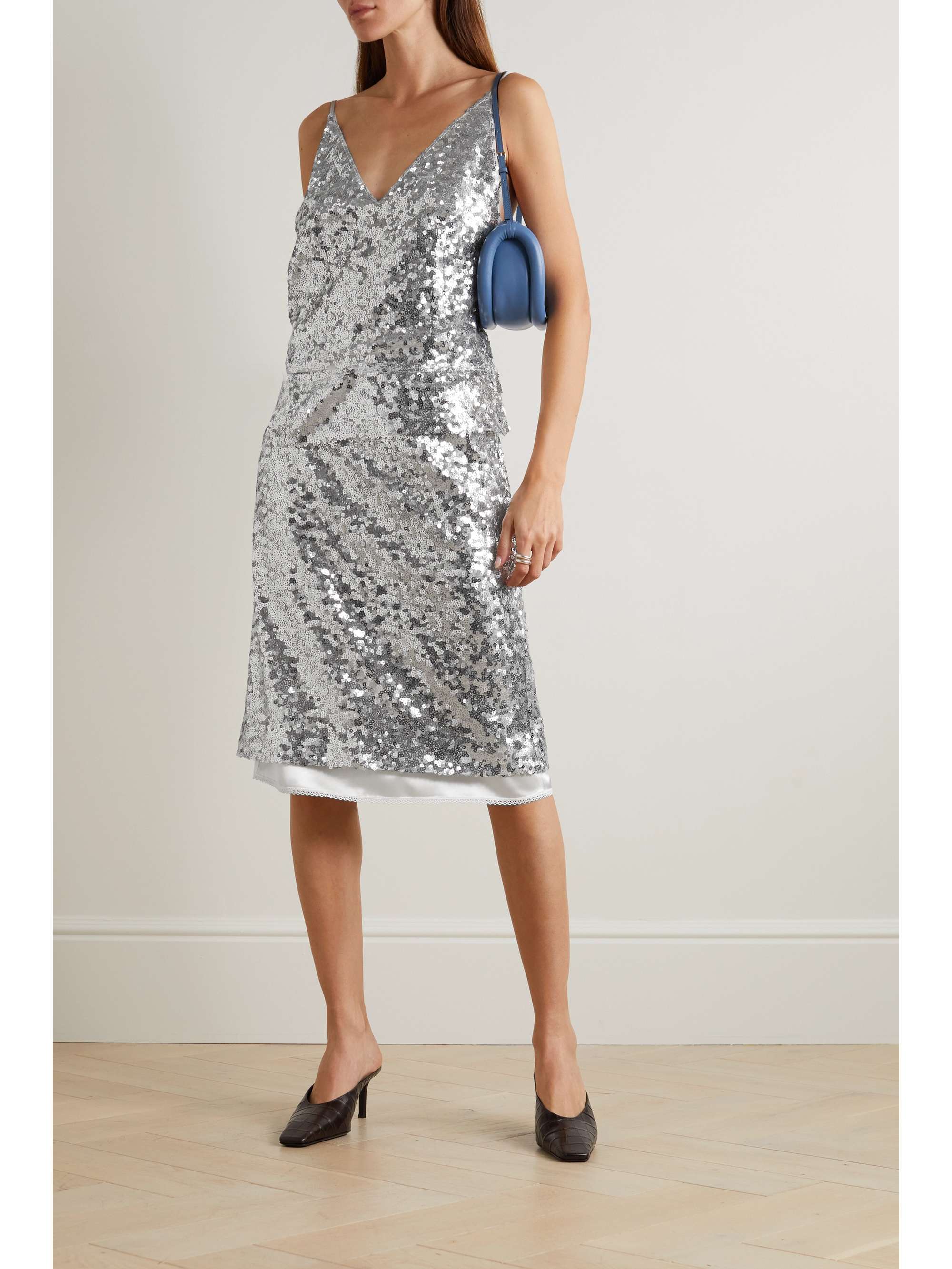 COMMISSION Stella cutout sequined satin camisole