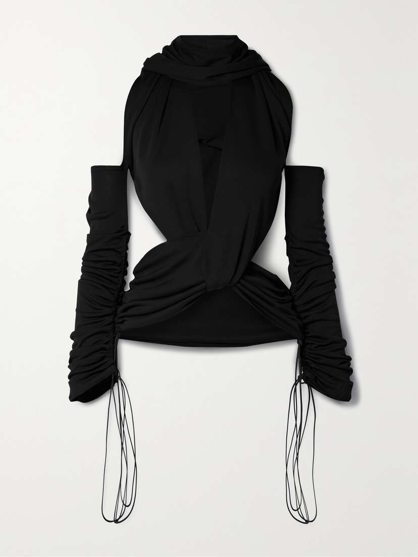 MAXIMILIAN Donna Cutout Draped Stretch-jersey Top
