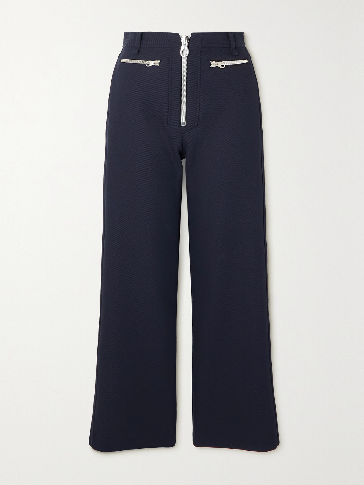 MERYLL ROGGE ZIP-DETAILED COTTON-BLEND GABARDINE STRAIGHT-LEG PANTS