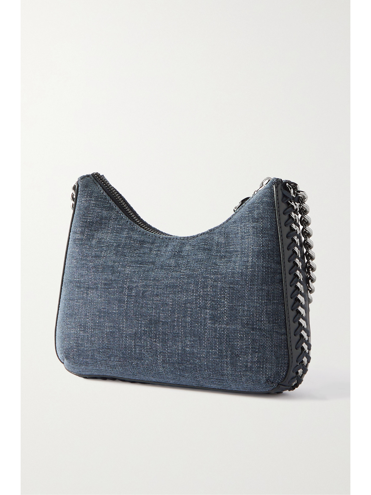 Stella Mccartney The Falabella Zip Mini Denim Shoulder Bag In Blue