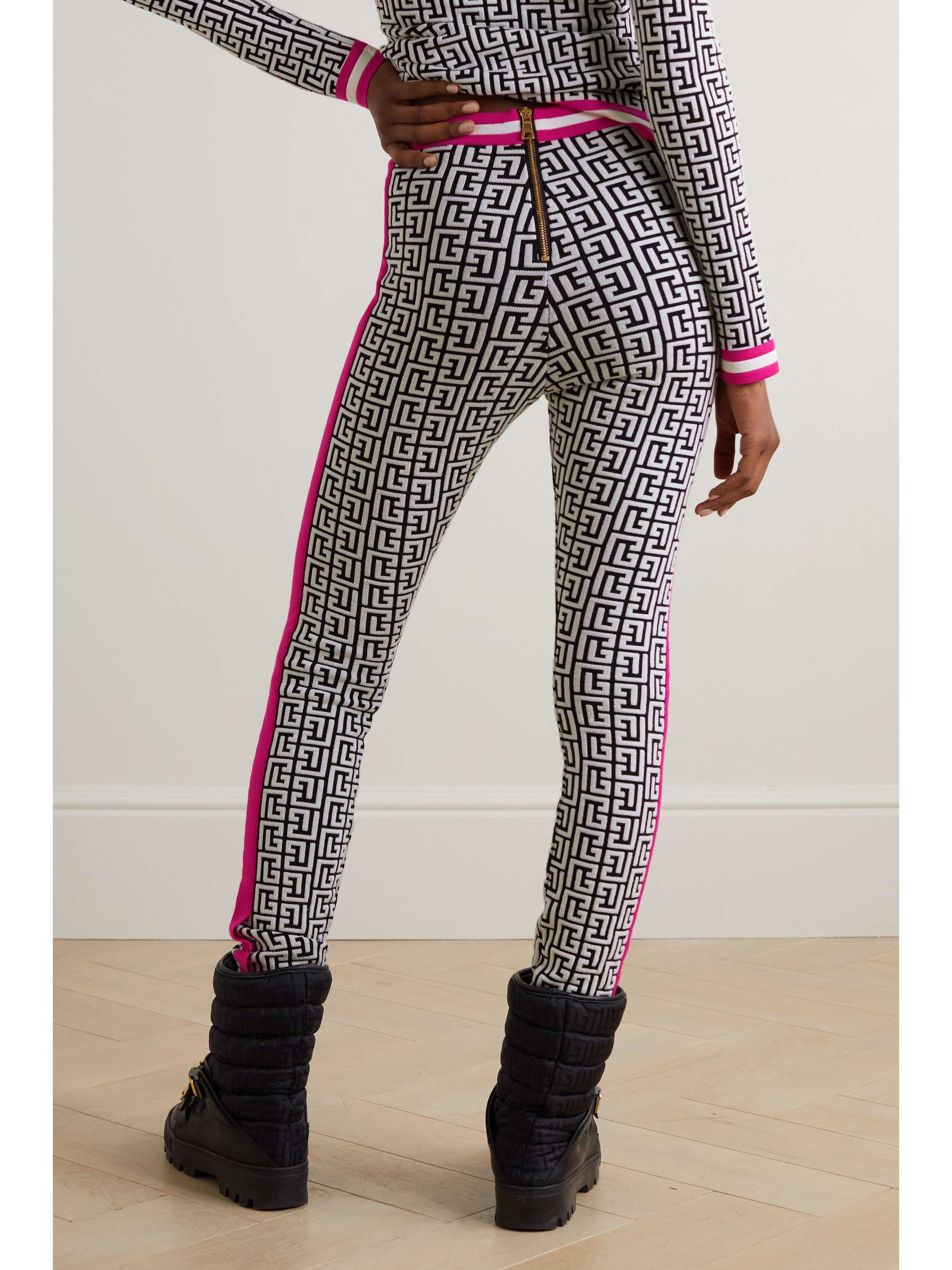 BALMAIN Jacquard-knit wool-blend leggings