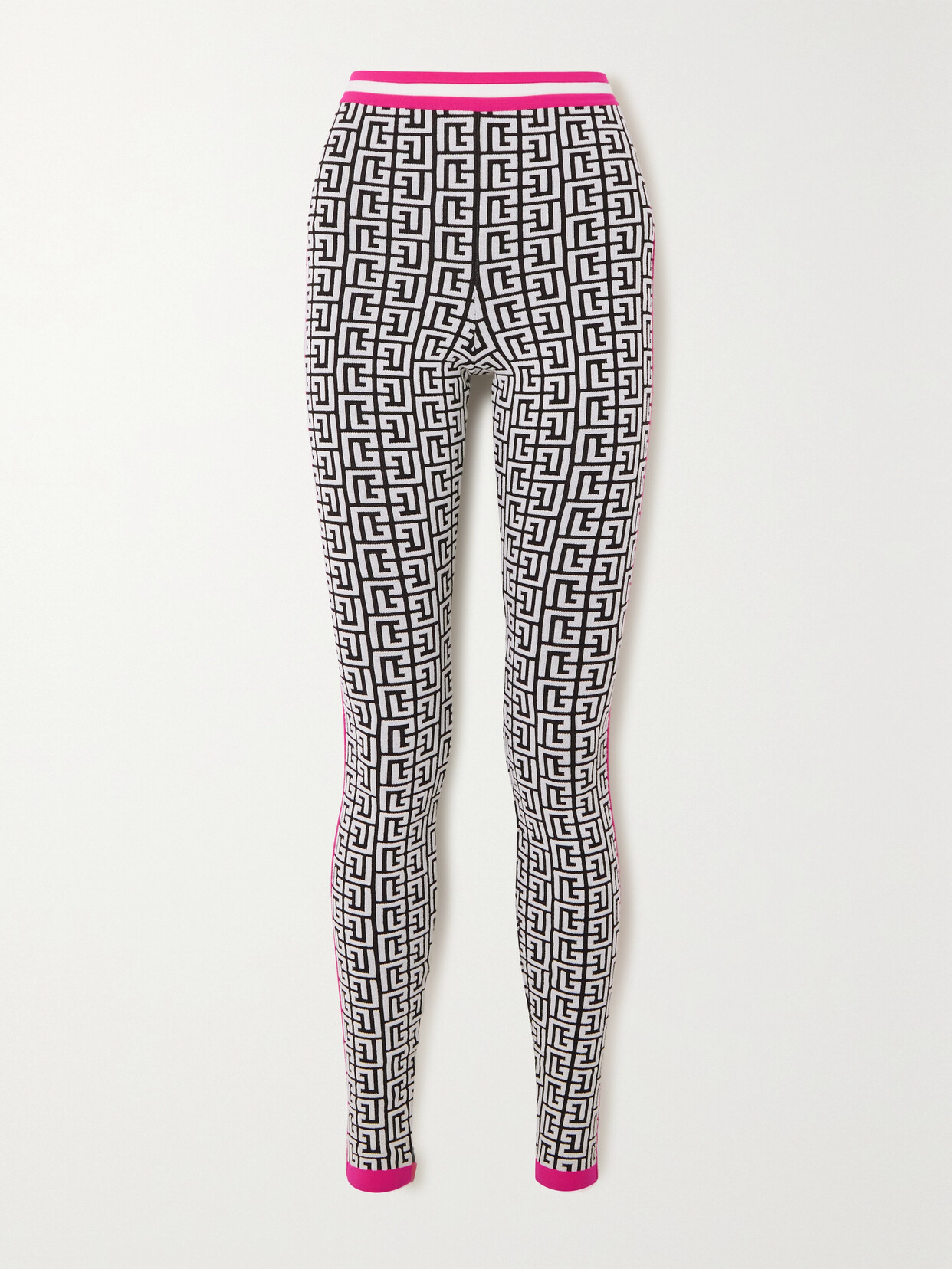 Balmain - Jacquard-knit Wool-blend Leggings - Black