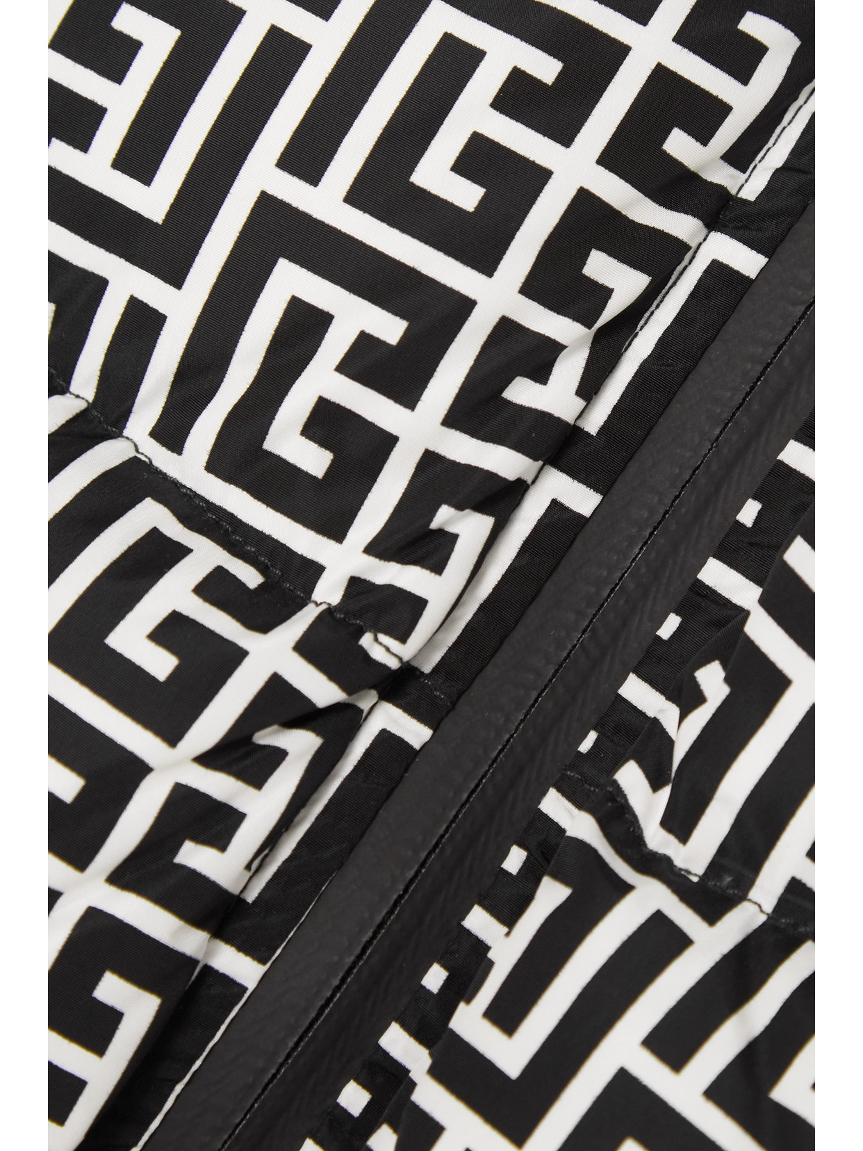 Balmain Faux Fur-trimmed Printed Quilted Padded Shell Vest In Black