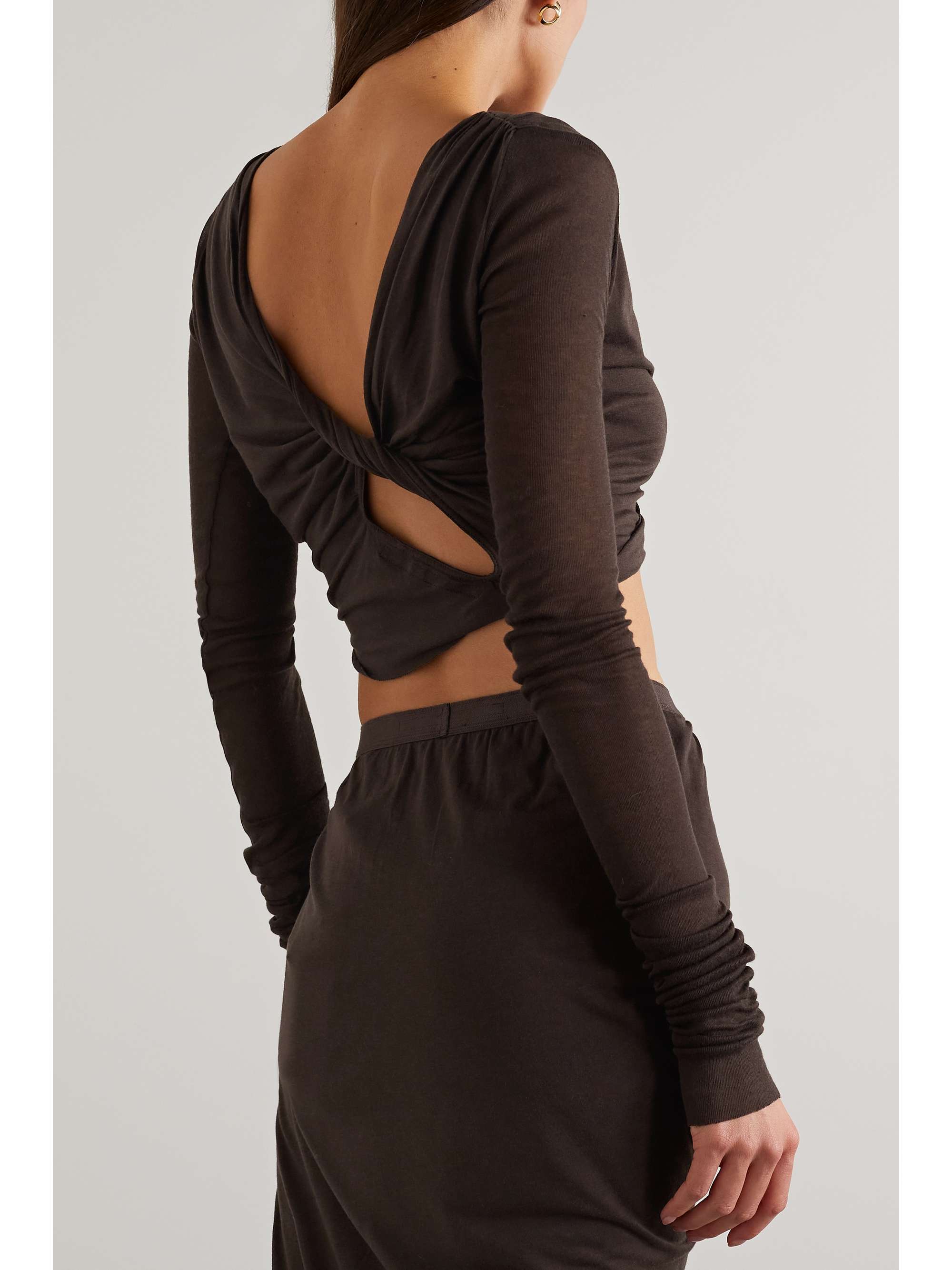 RICK OWENS Jade cropped twist-front stretch-jersey top