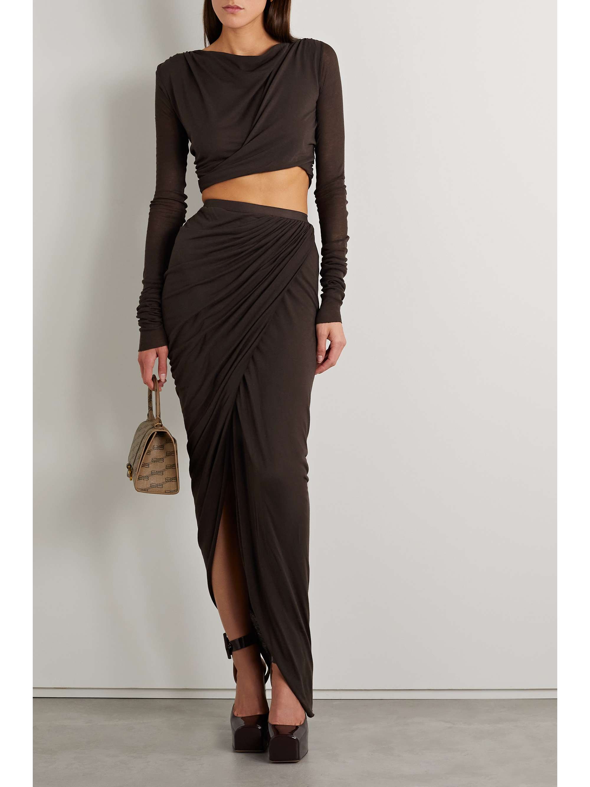 RICK OWENS Jade cropped twist-front stretch-jersey top