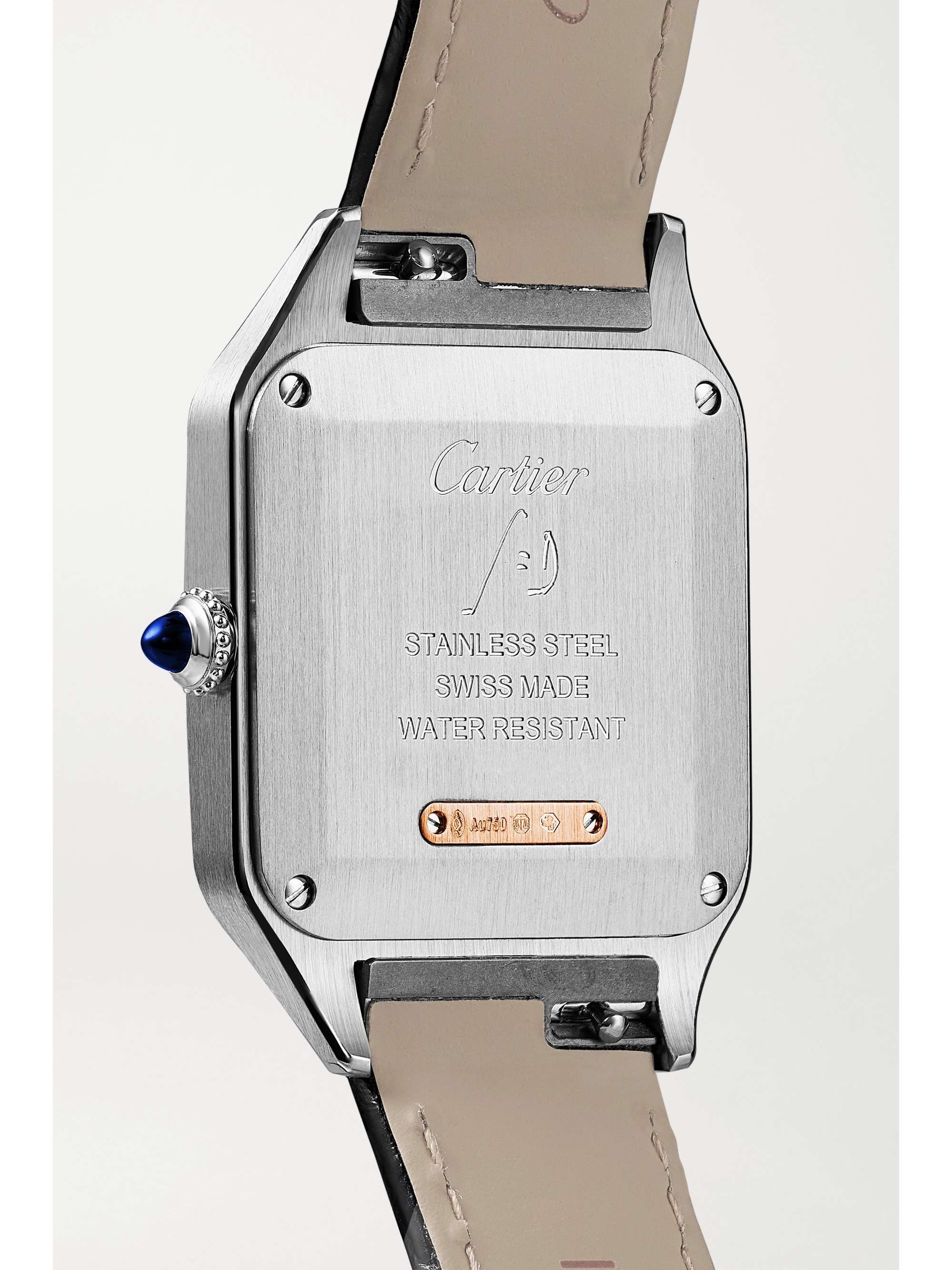CARTIER Santos-Dumont 38mm small stainless steel, 18-karat rose gold and alligator watch
