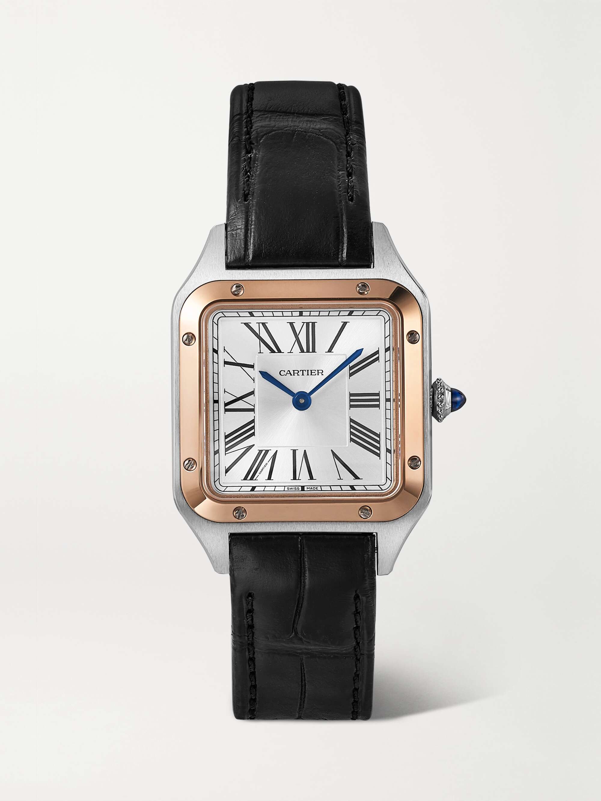 Black Santos-Dumont 38mm small stainless steel, 18-karat rose gold and ...