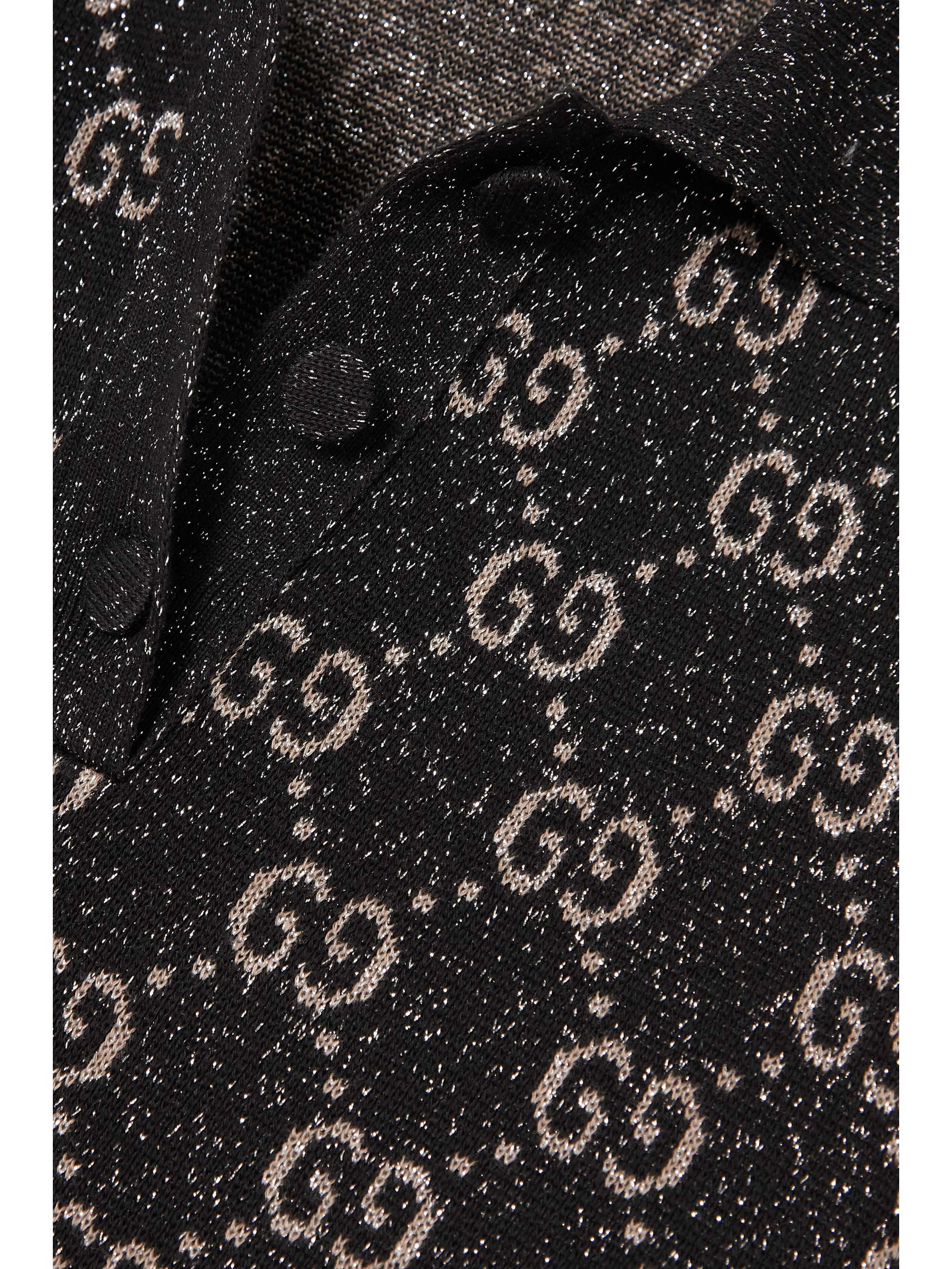 GUCCI Metallic jacquard-knit cotton-blend mini dress