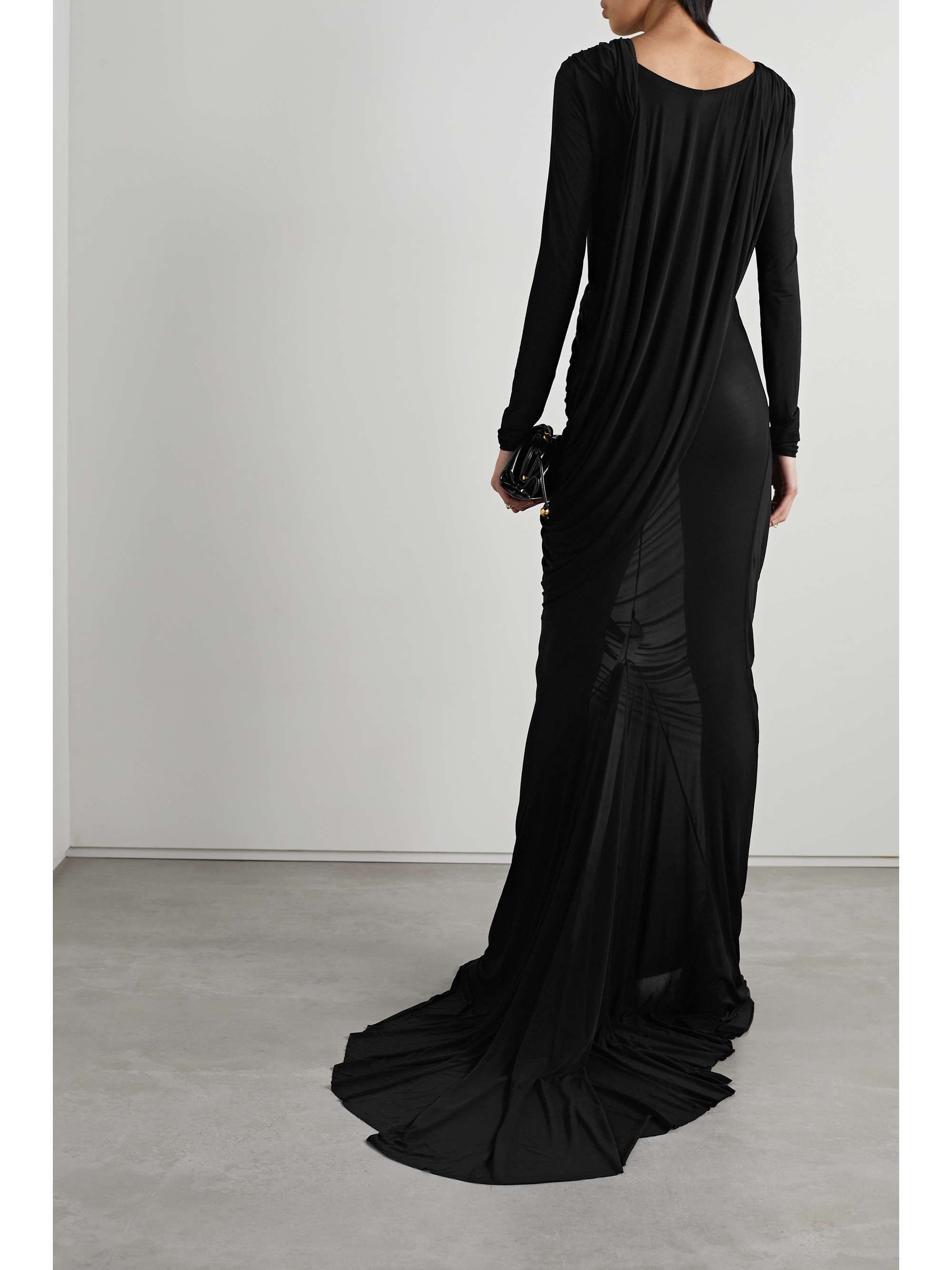 RICK OWENS One-shoulder draped stretch-jersey gown