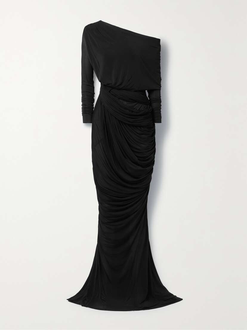 Rick Owens One-shoulder Draped Stretch-jersey Gown