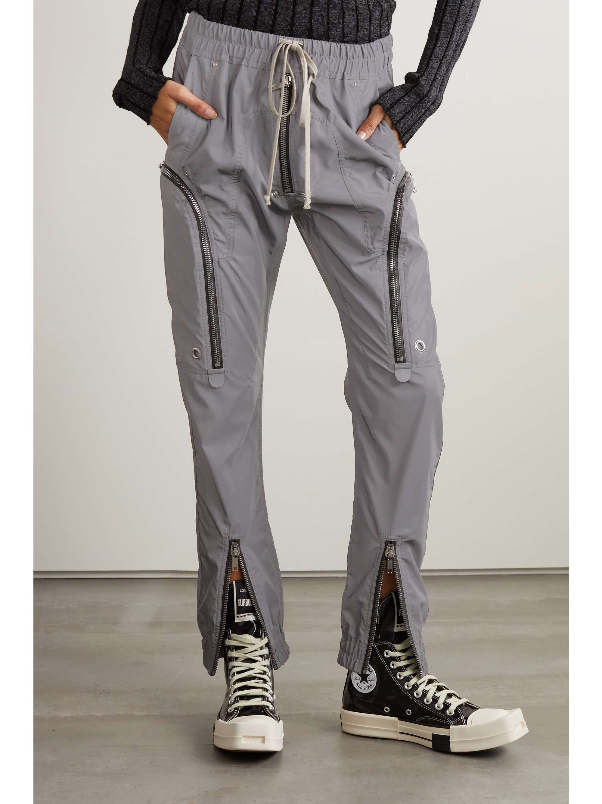 Zip-detailed shell skinny cargo pants