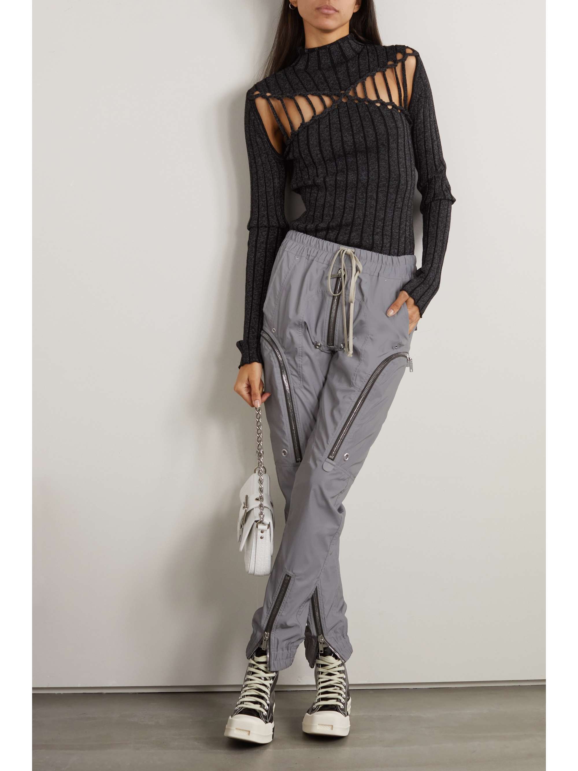 Zip-detailed shell skinny cargo pants