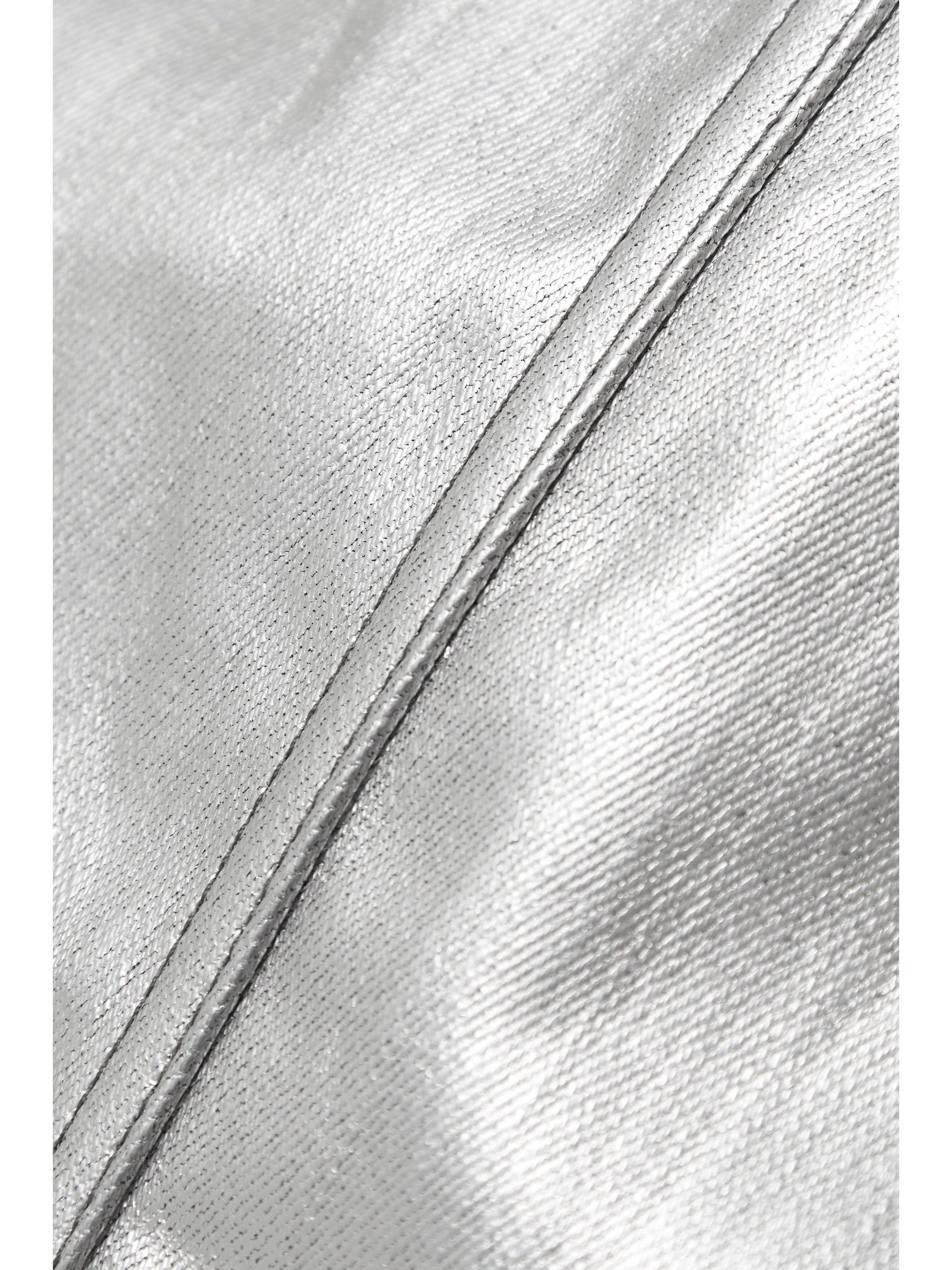 Rick Owens Strapless metallic coated-denim mini dress