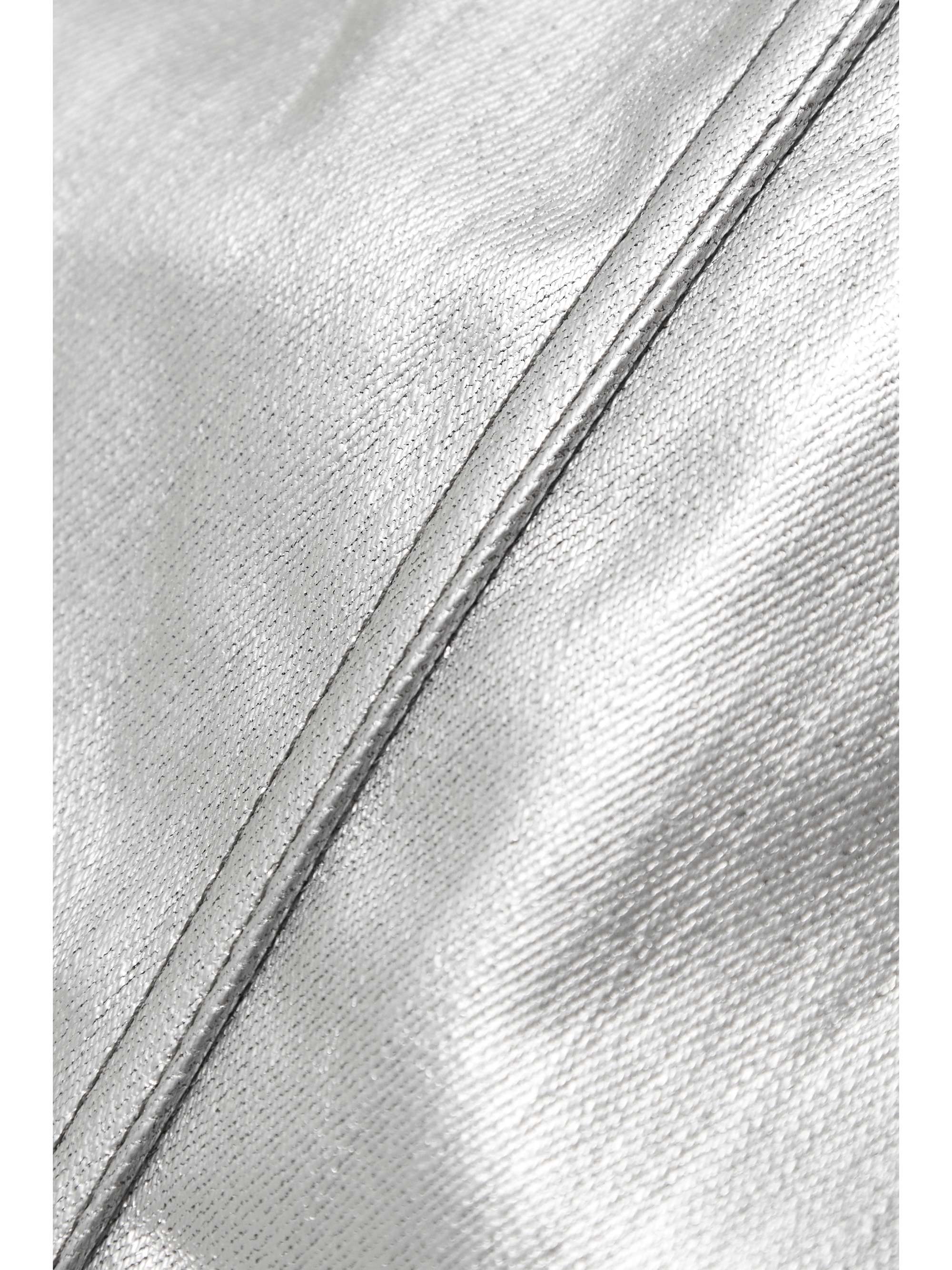 RICK OWENS Strapless metallic coated-denim mini dress | NET-A-PORTER
